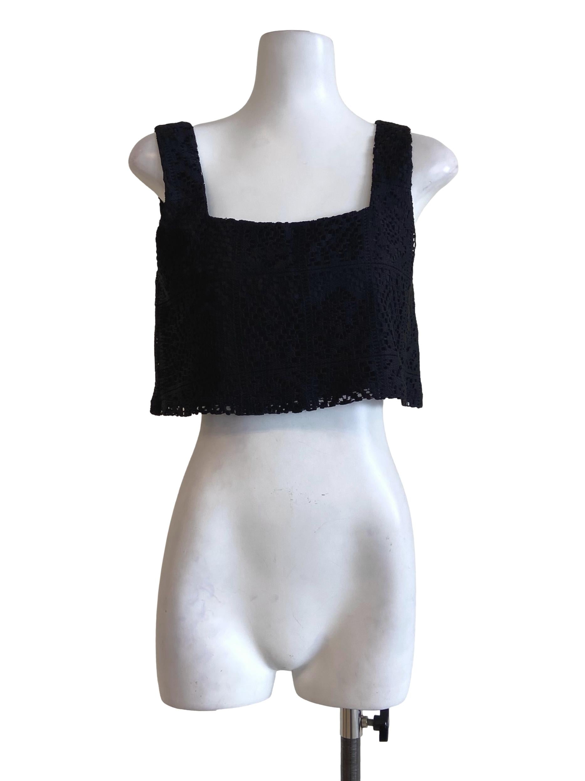 Black & Floral Lace Crop Top