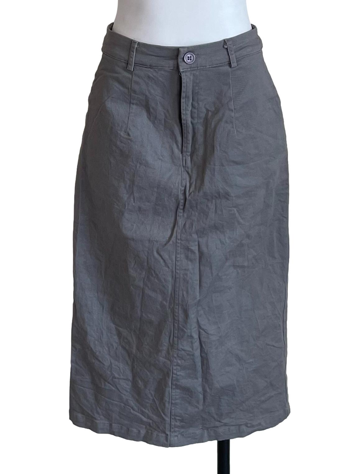 Grey Thin Denim Straight Skirt