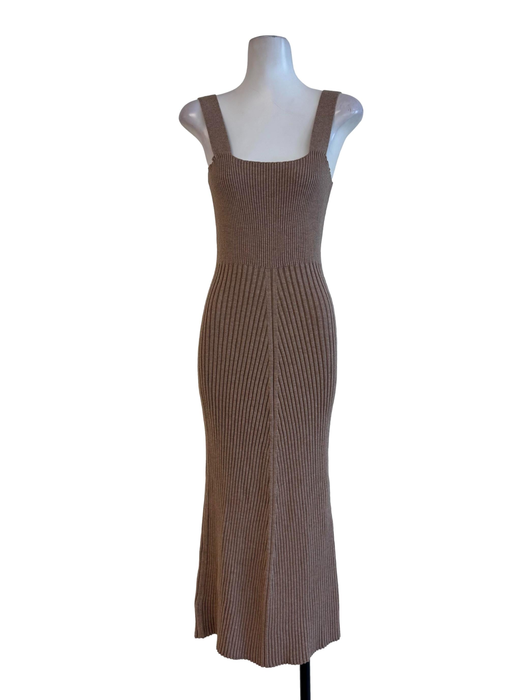 Textured Brown Bodycon Dress