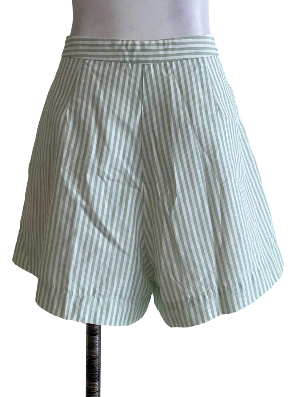Pastel Light Green Stripes Shorts