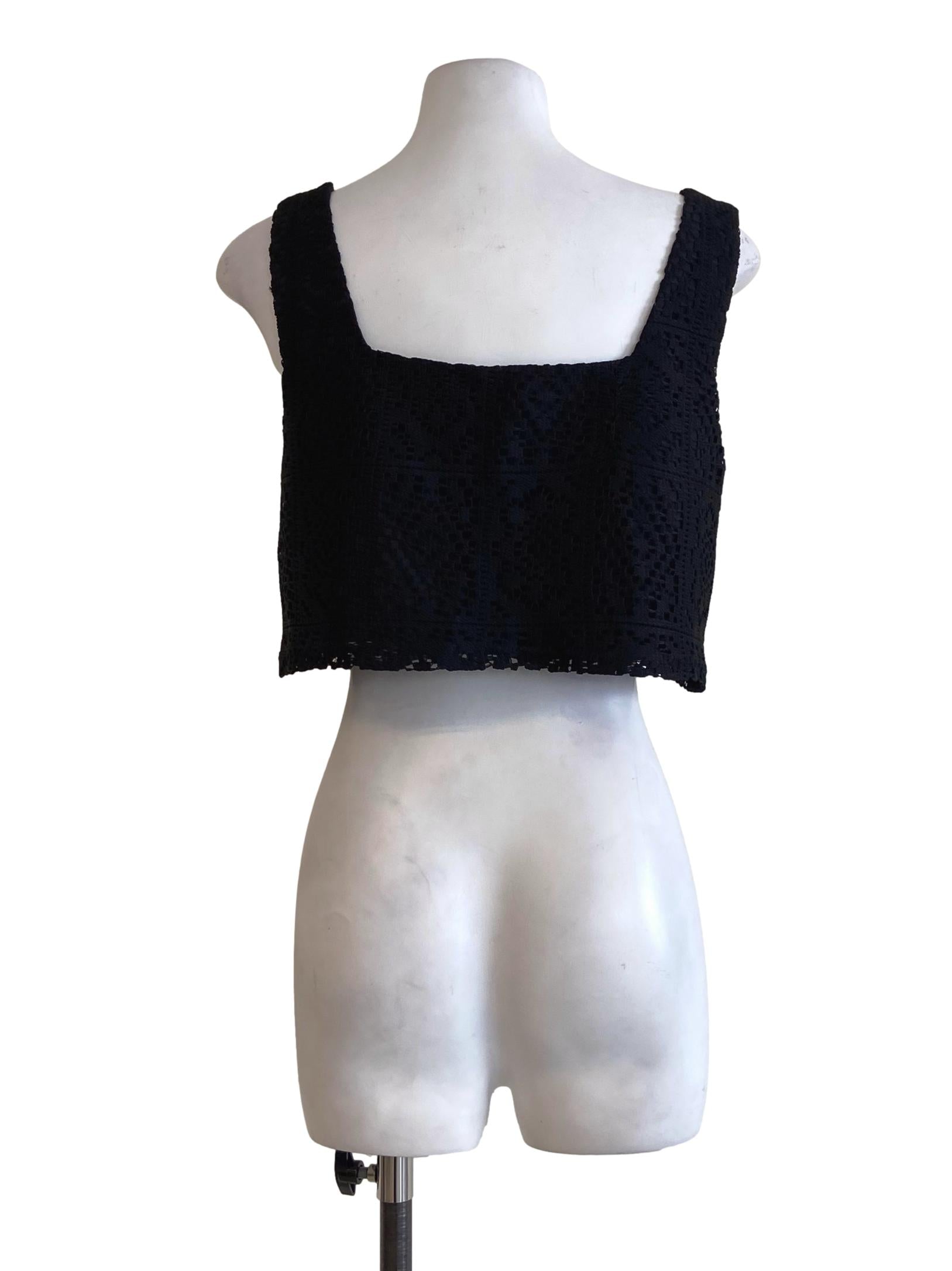 Black & Floral Lace Crop Top