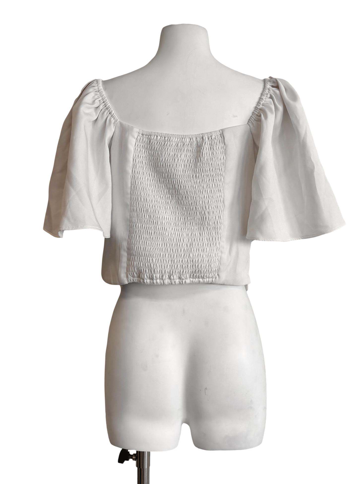 Pearl White Front Tie Corset Top