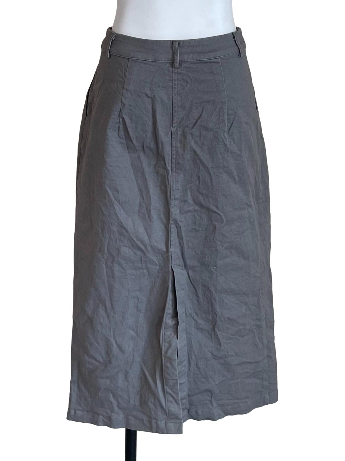 Grey Thin Denim Straight Skirt