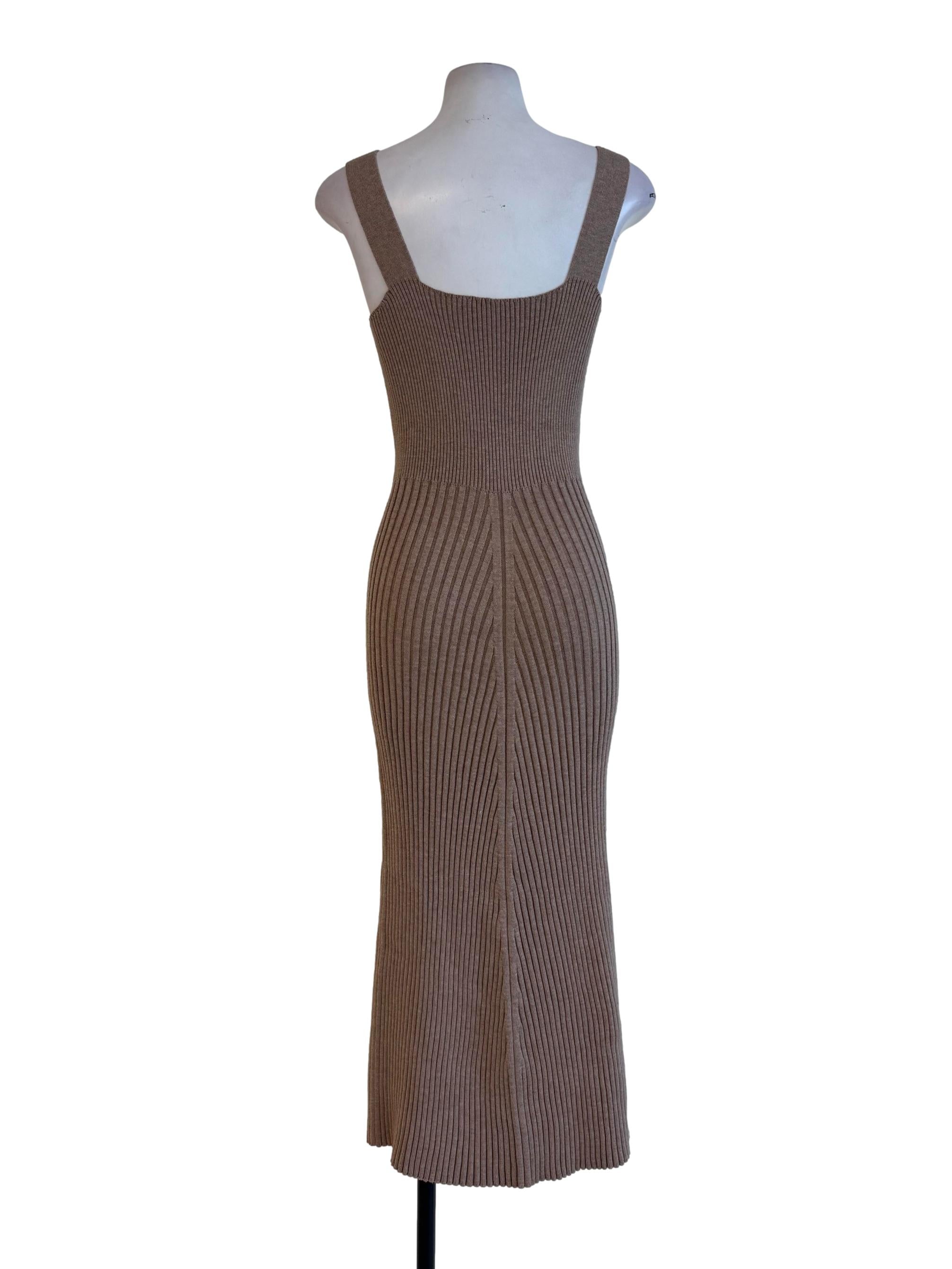 Textured Brown Bodycon Dress