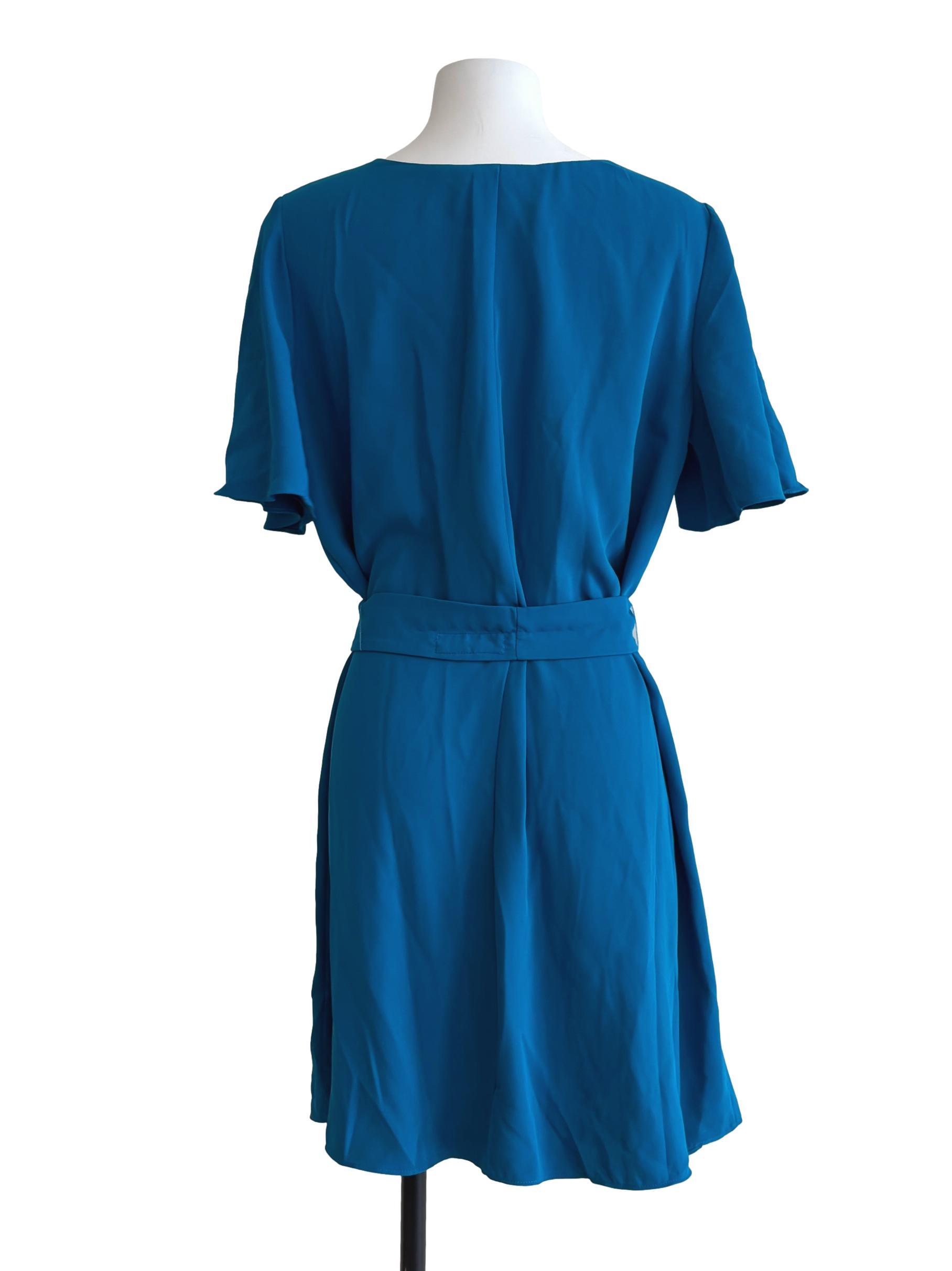 Lapis Blue V-Neck A-Line Dress