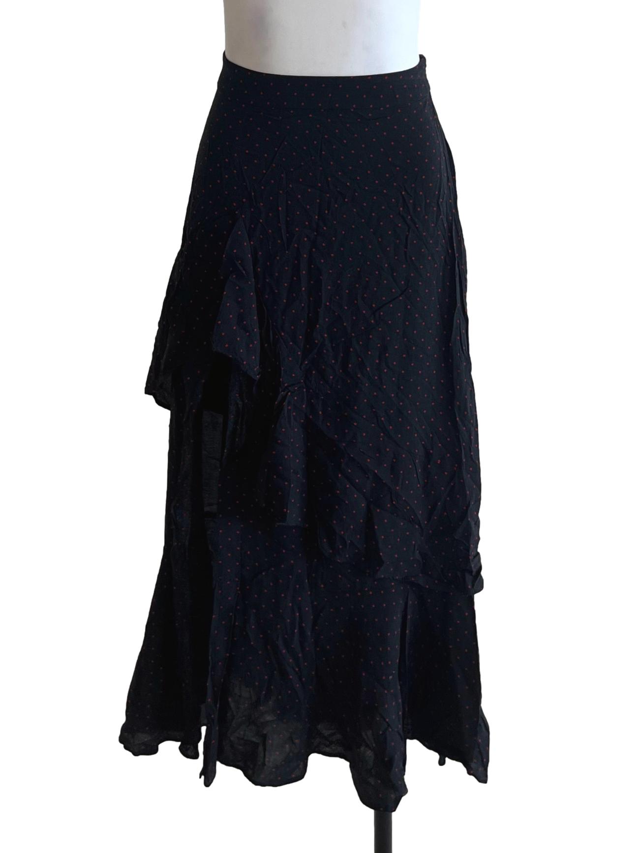 Black Polka Dot A-Line Skirt