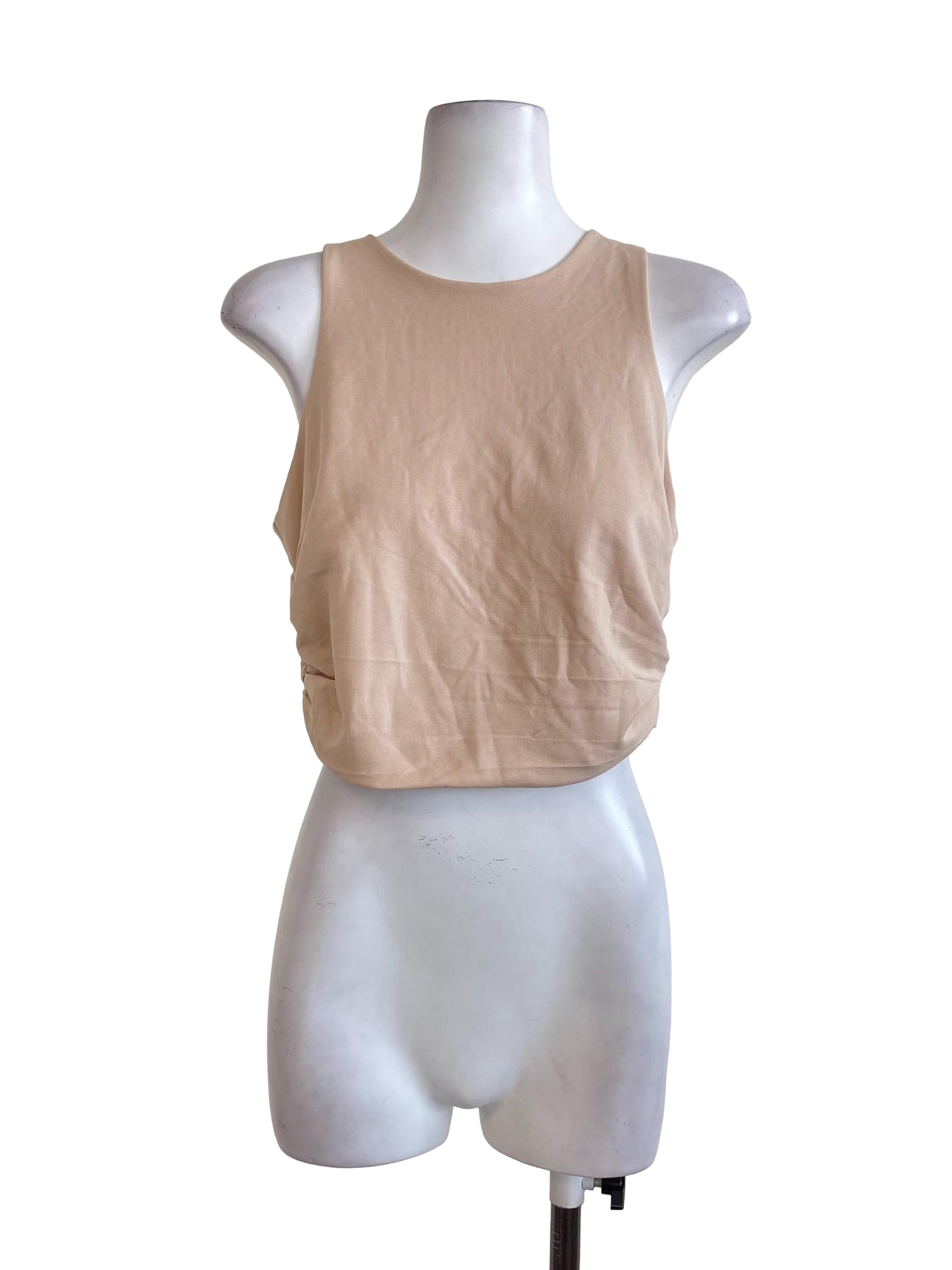 Nude Beige Ruched Top