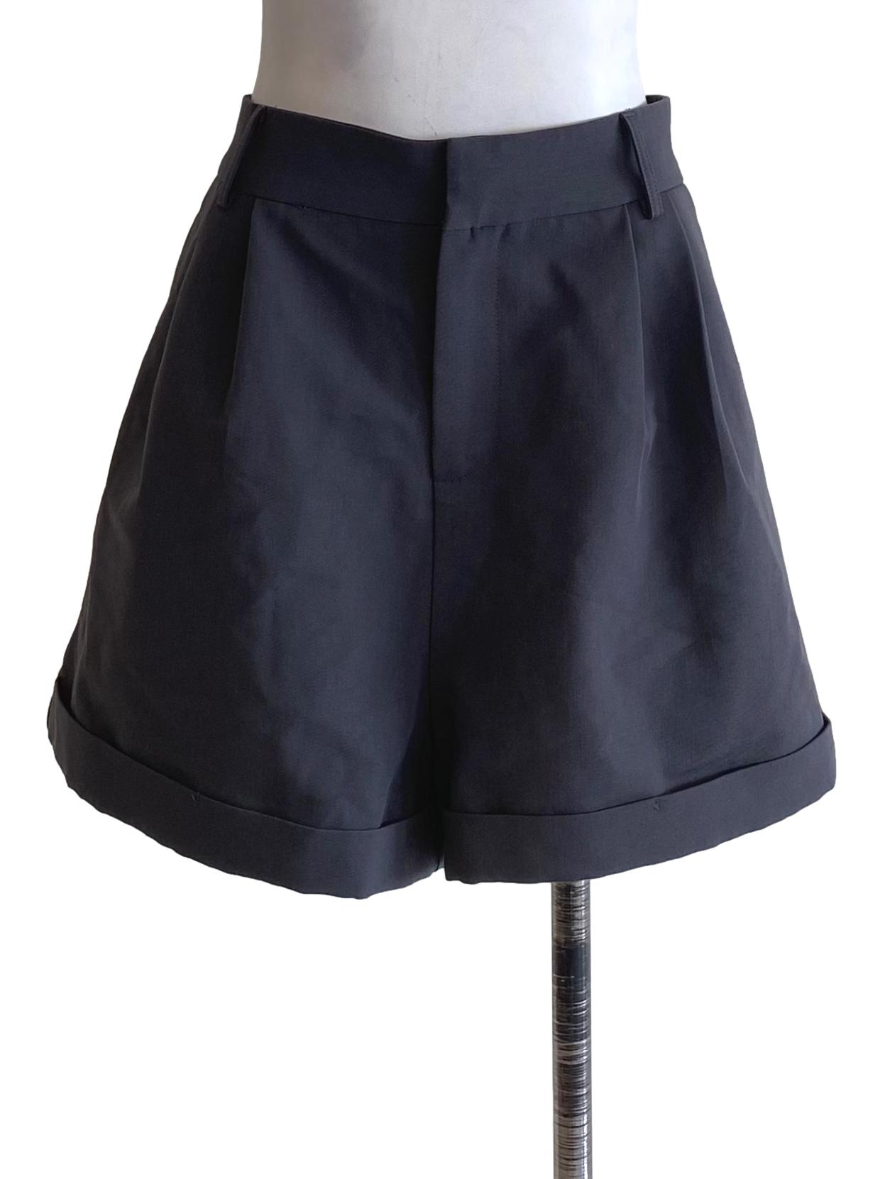 Smoke Grey With Fold Bottom Shorts
