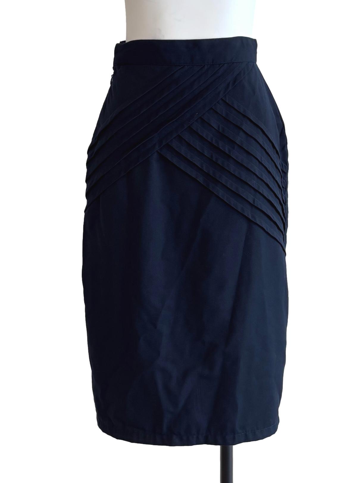 Peacock Blue Pleated Pencil Skirt