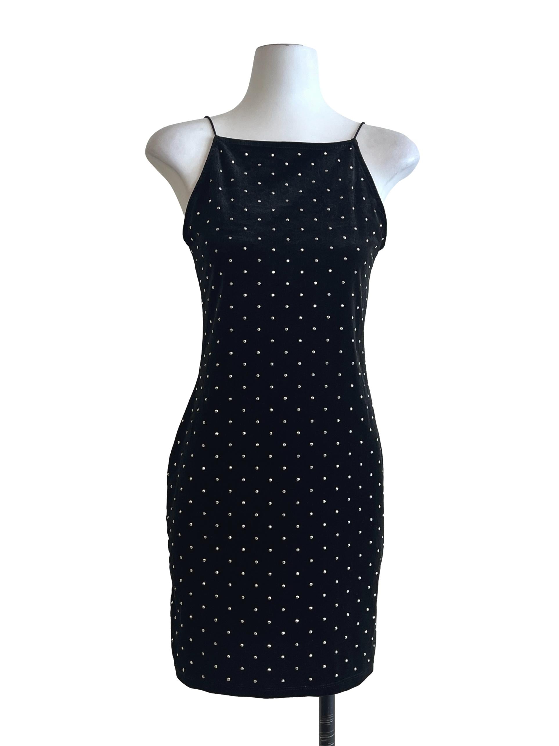 Pitch Black Spaghetti Strap Mini Dress