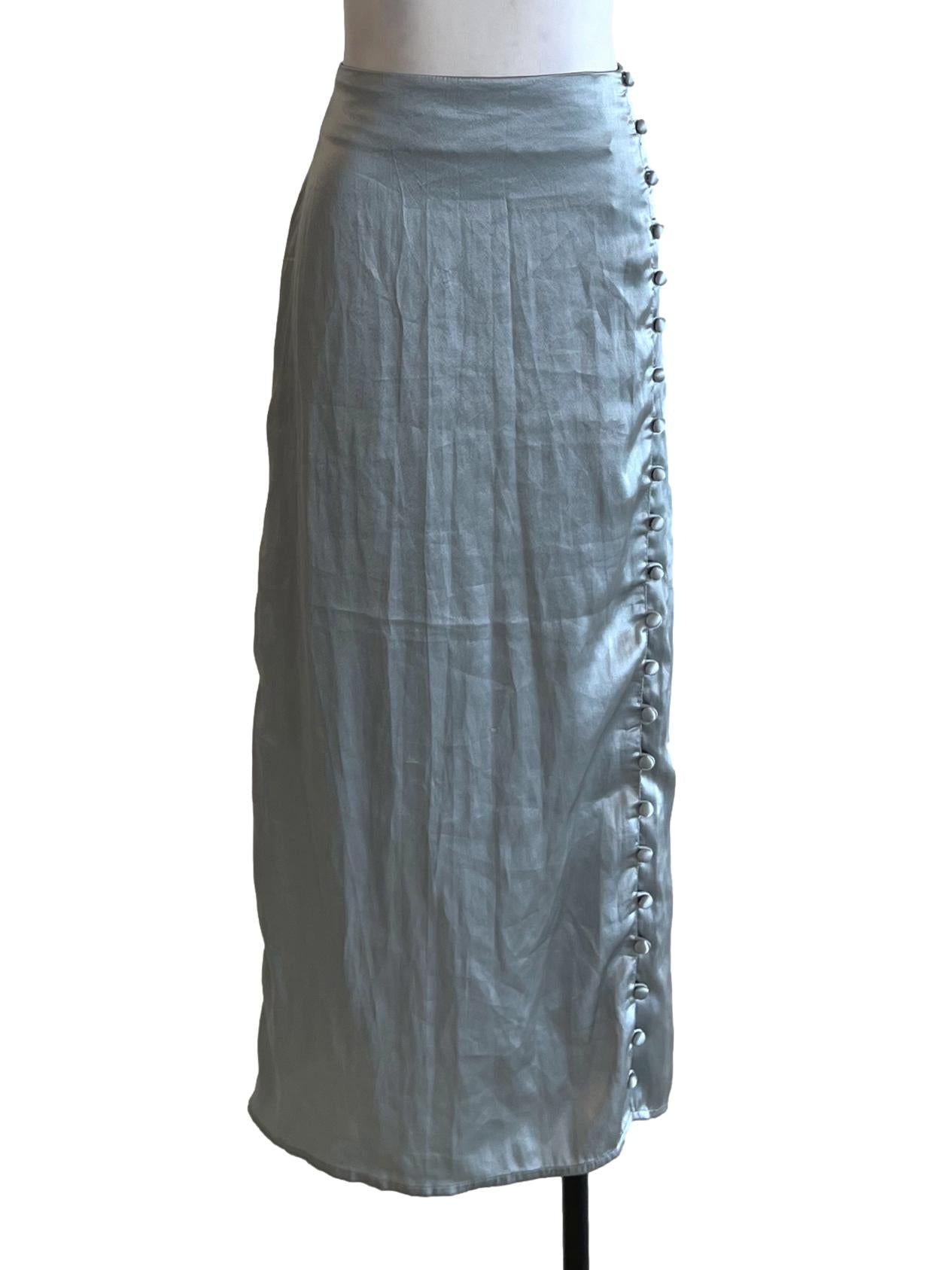 Stone Blue High-Waisted A-Line Skirt