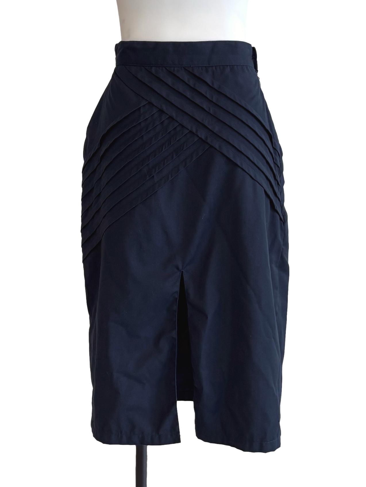 Peacock Blue Pleated Pencil Skirt