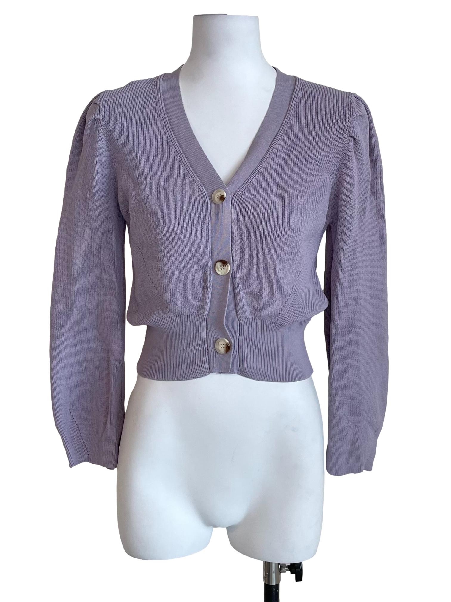 Pastel Purple Ribbed Cardigan