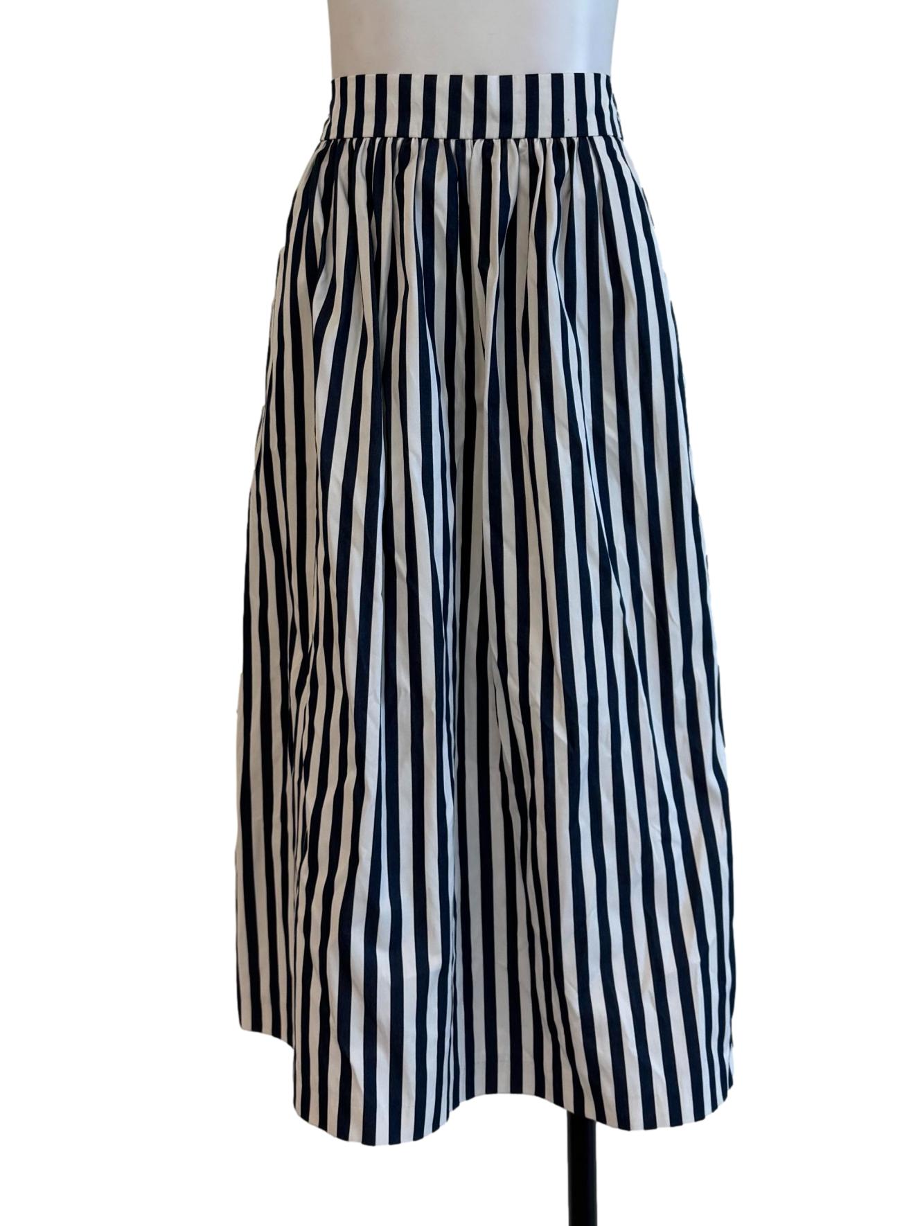 Blue Black Stripes A-Line Skirt