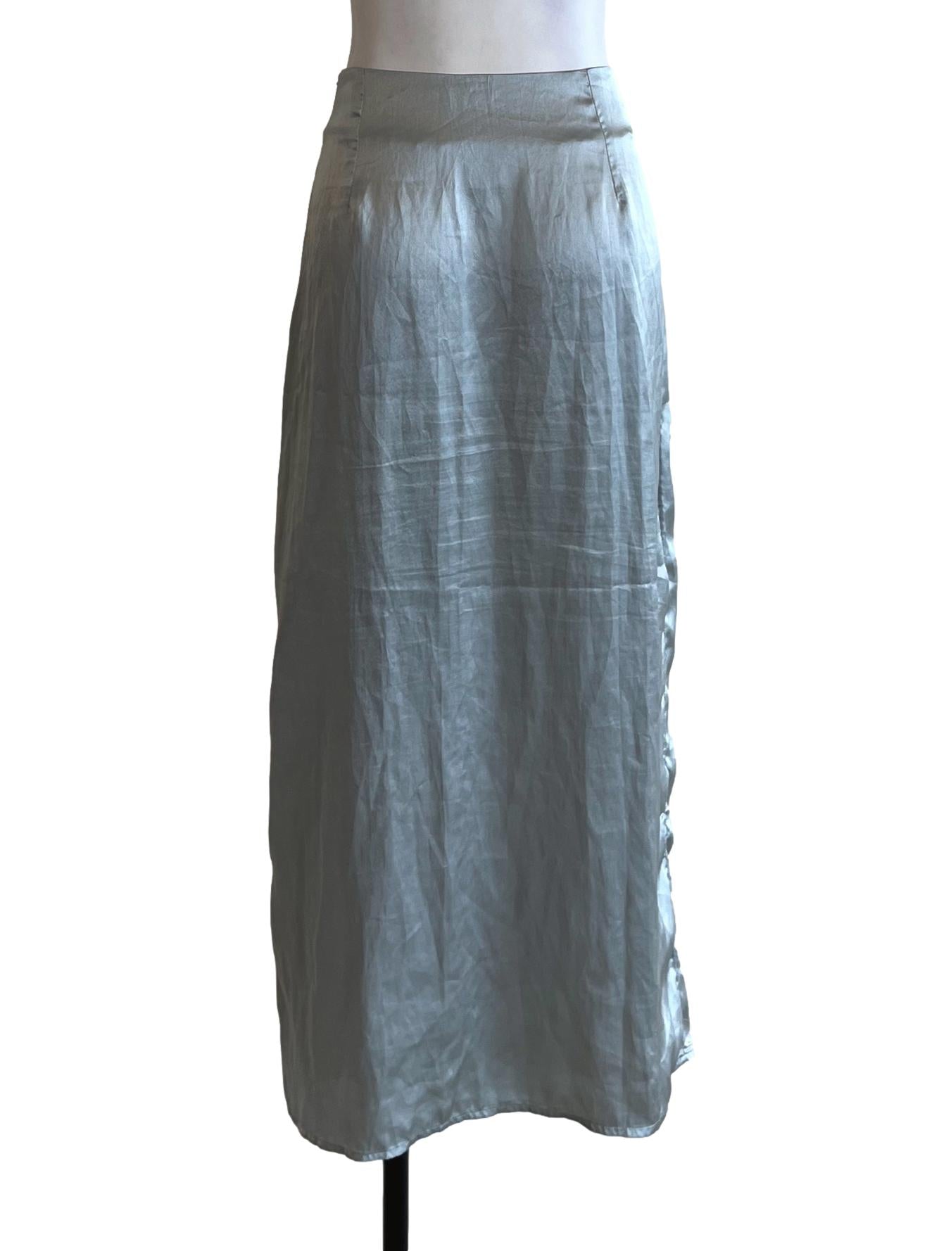 Stone Blue High-Waisted A-Line Skirt