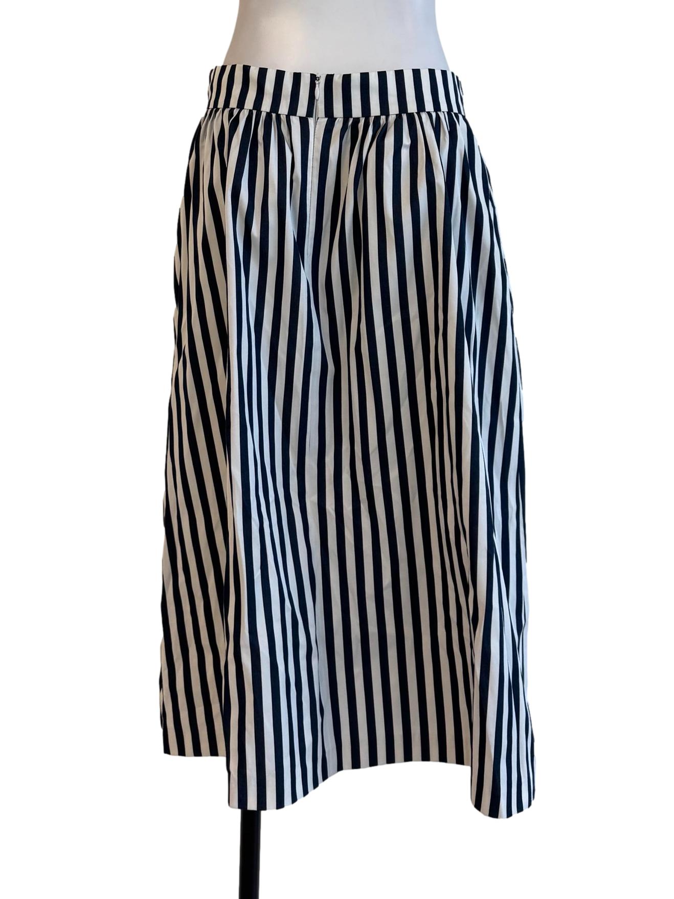 Blue Black Stripes A-Line Skirt