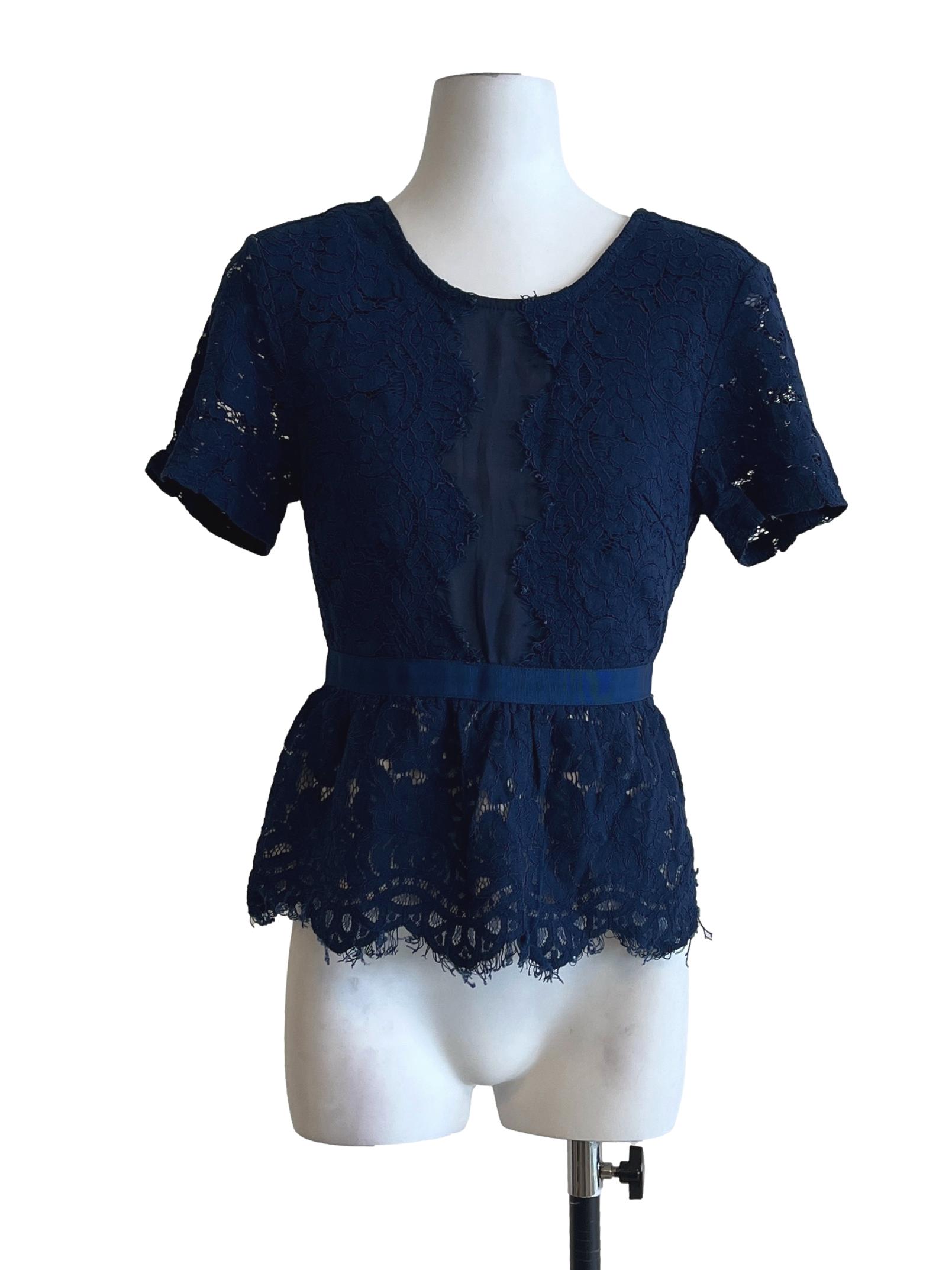 Indigo Blue Halter Short Sleeve Top