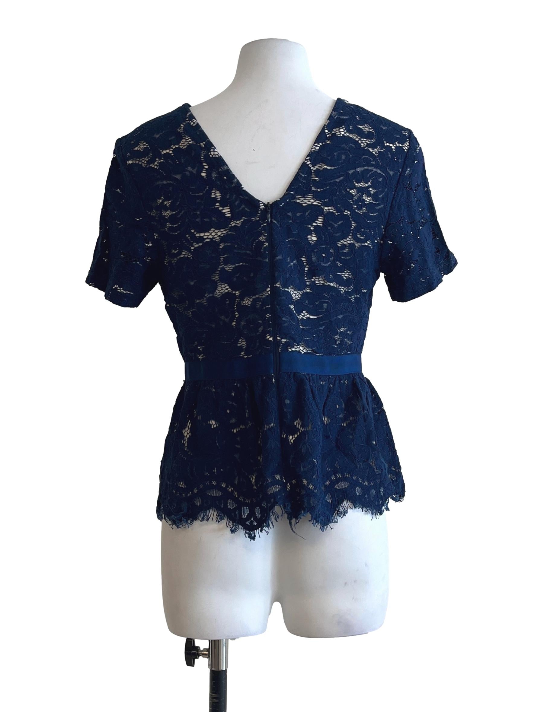Indigo Blue Halter Short Sleeve Top