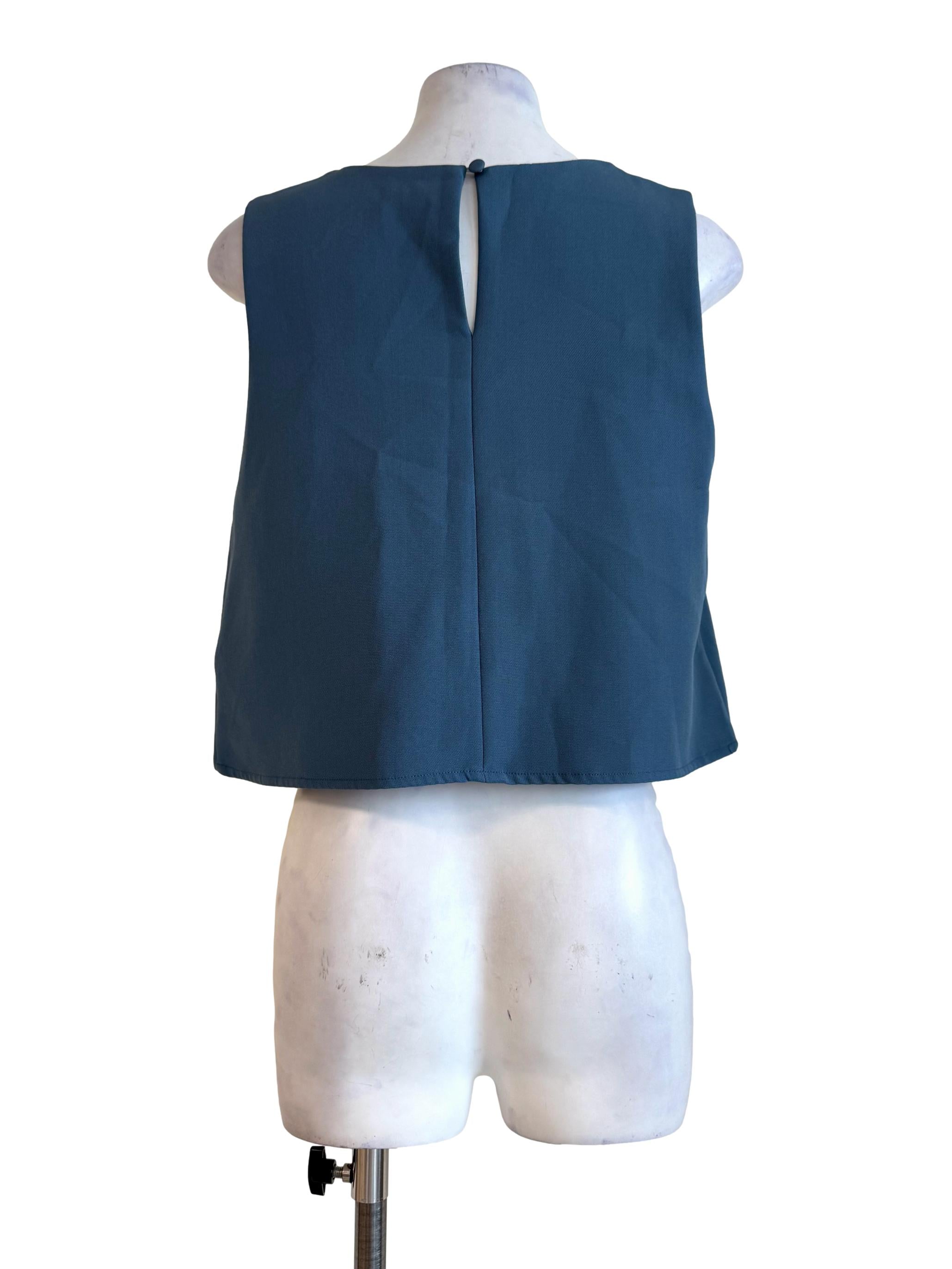 Steel Blue Round Neck Top