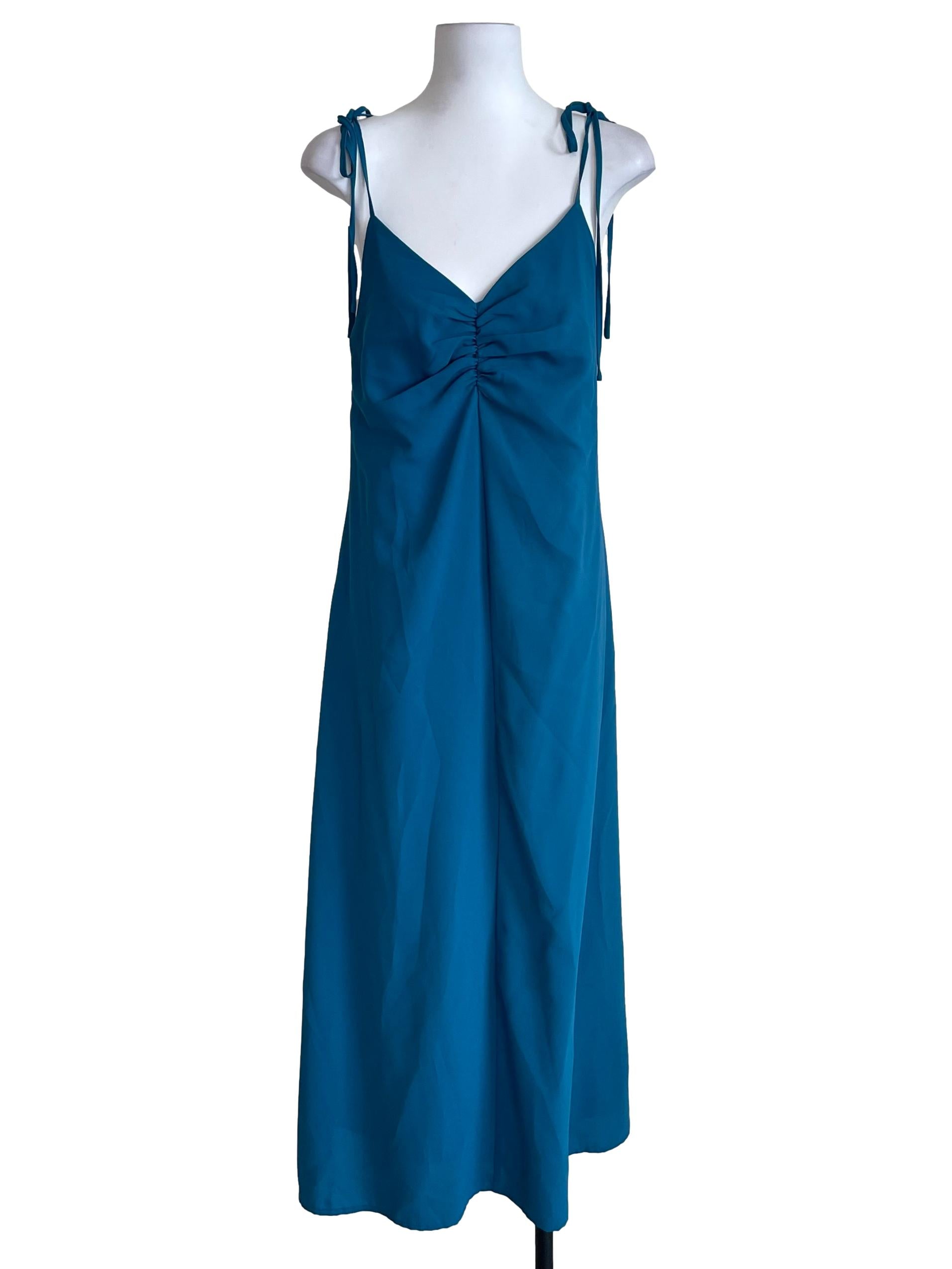 Cerulean Blue Ruched Dress