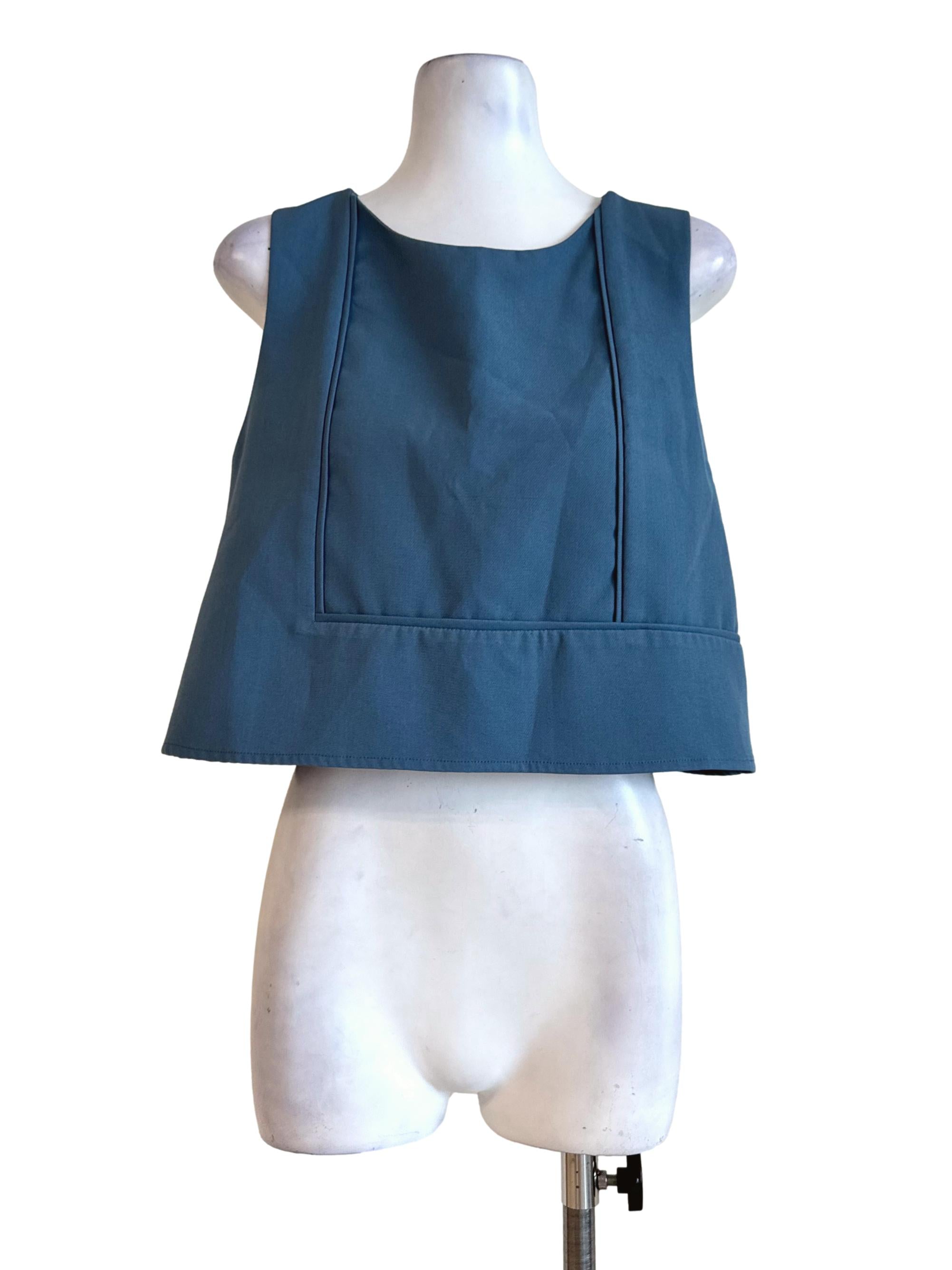 Steel Blue Round Neck Top