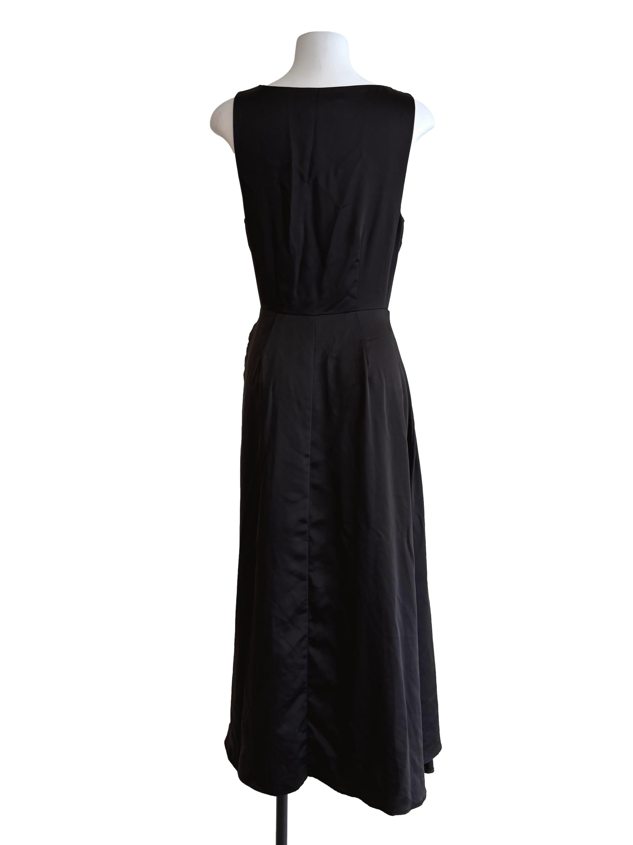 Rich Black V-Neck Wrap Dress
