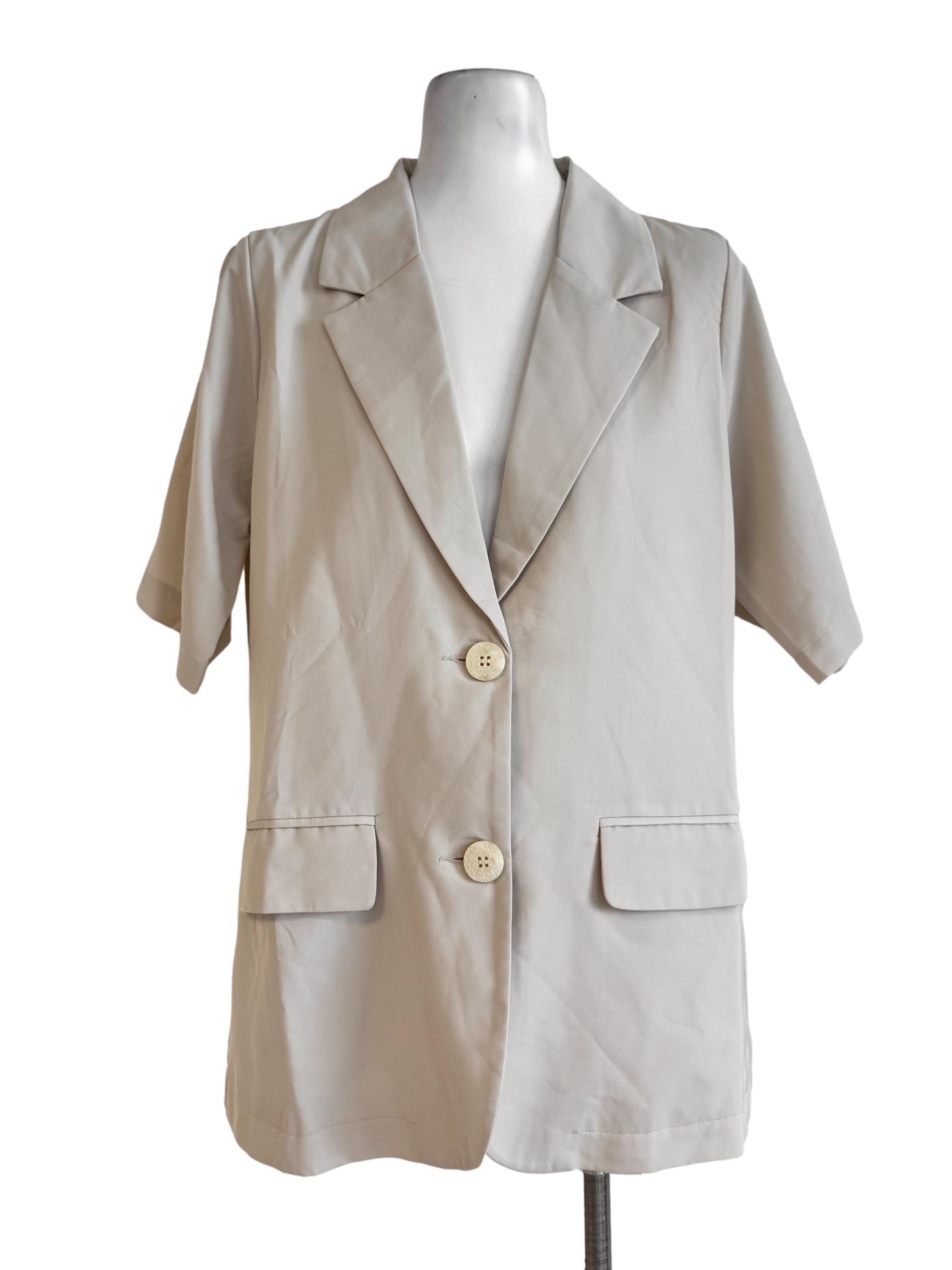 Beige V Neck Blazer TCL
