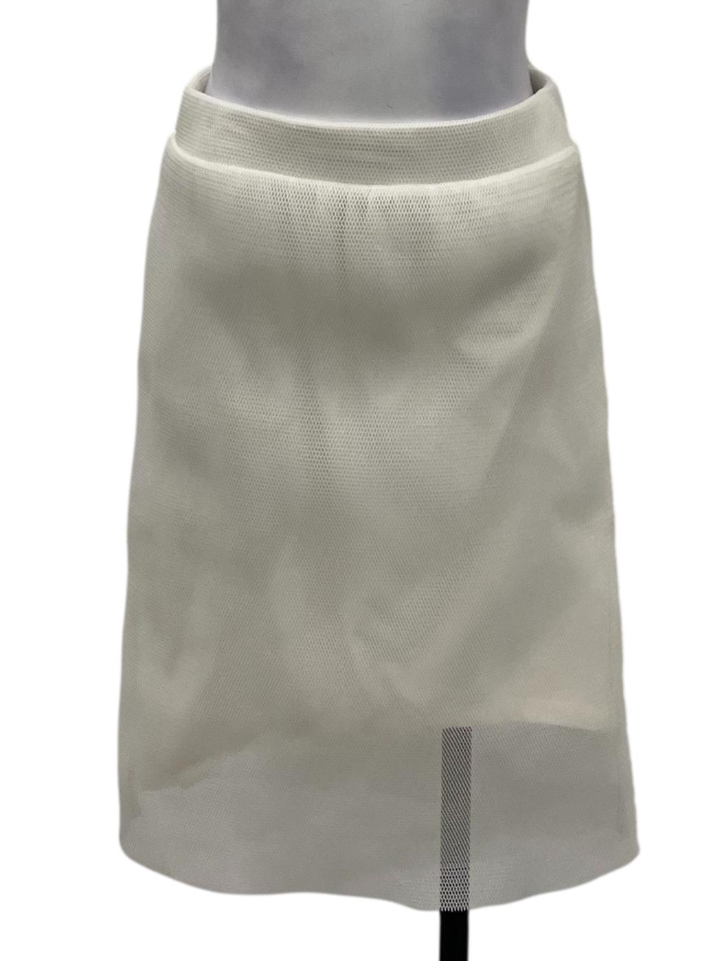 Klarra White Mesh Lined Pencil Skirt