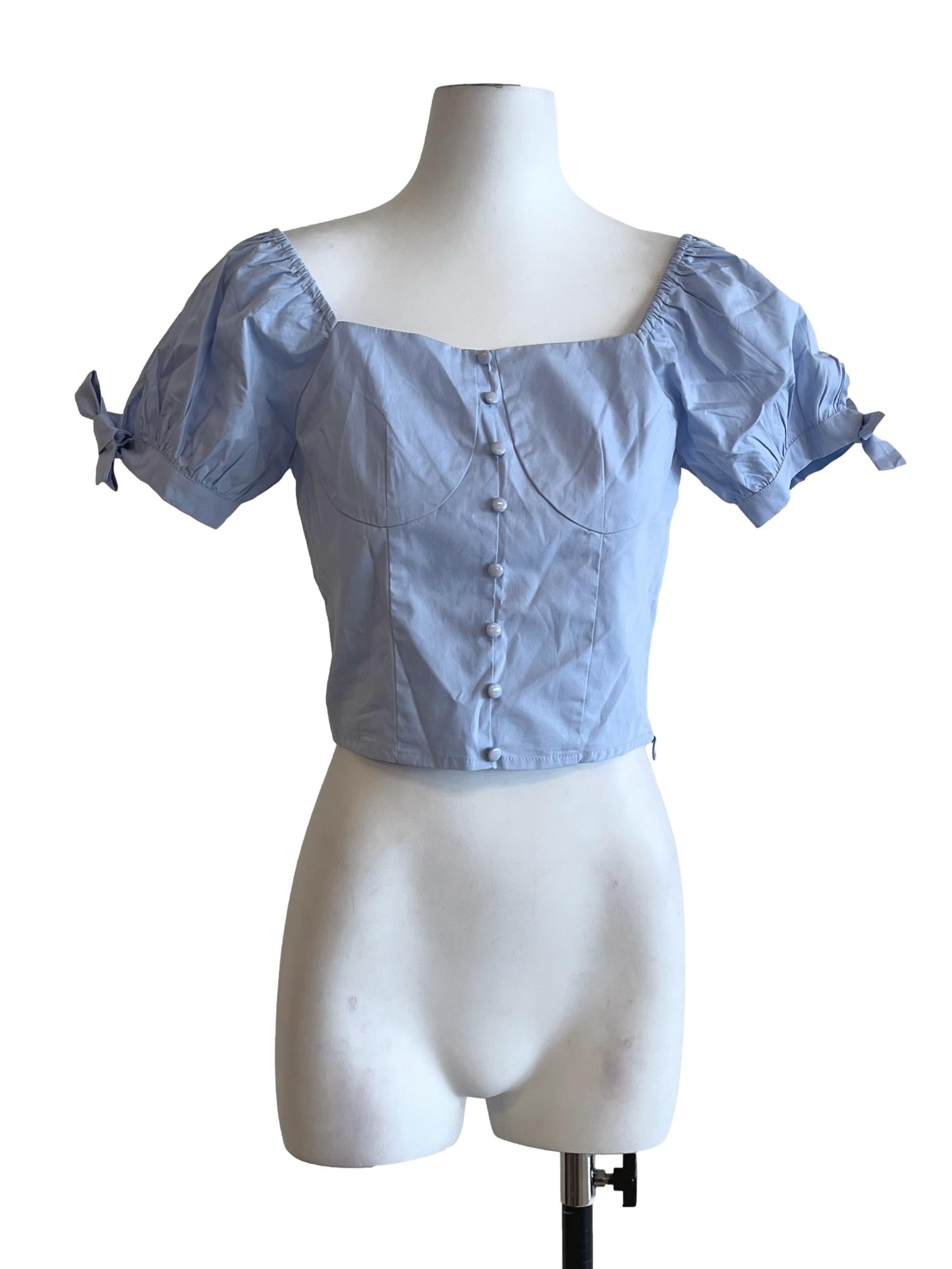 Lilac Purple Square Puff Sleeve Top