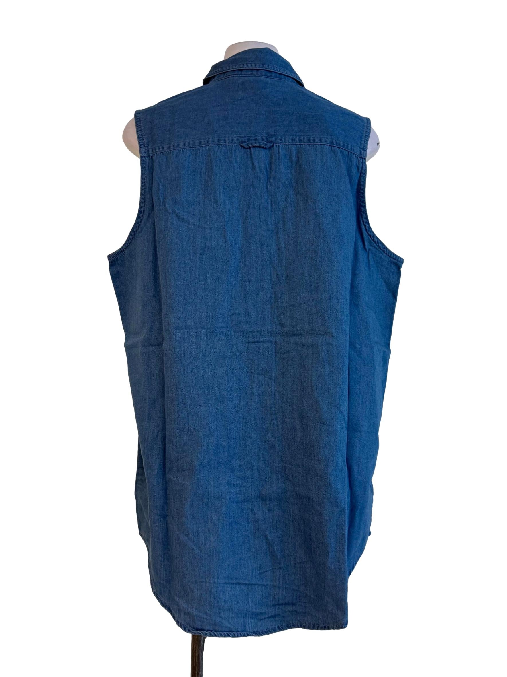 Soft Denim Sleeveless Shirt Dress