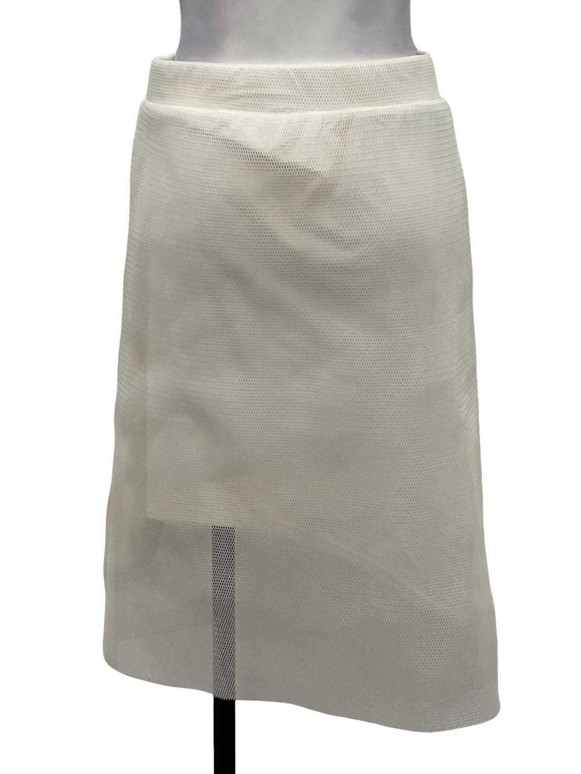 Klarra White Mesh Lined Pencil Skirt
