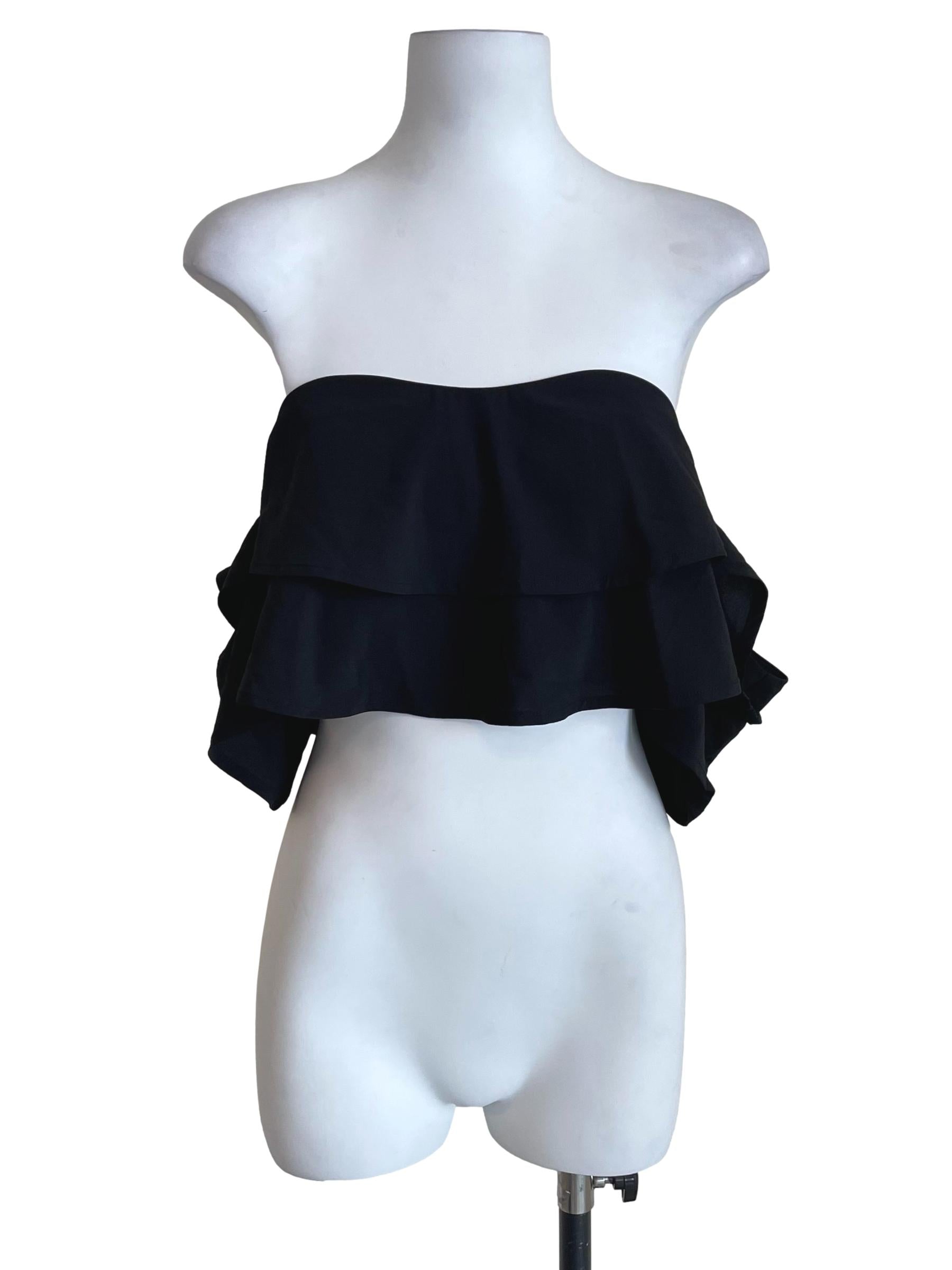 Black Off Shoulder Overlay Tube Top