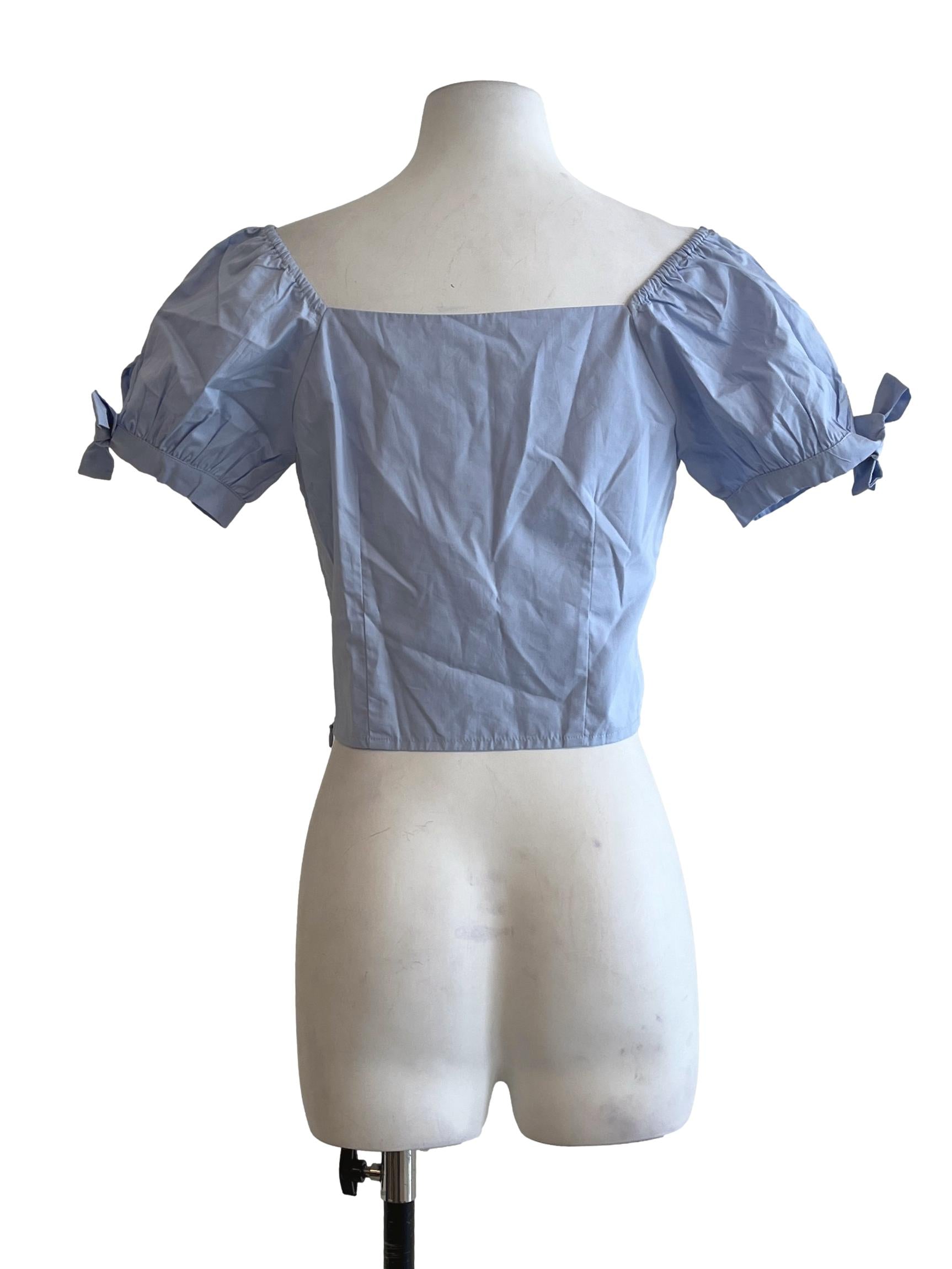 Lilac Purple Square Puff Sleeve Top
