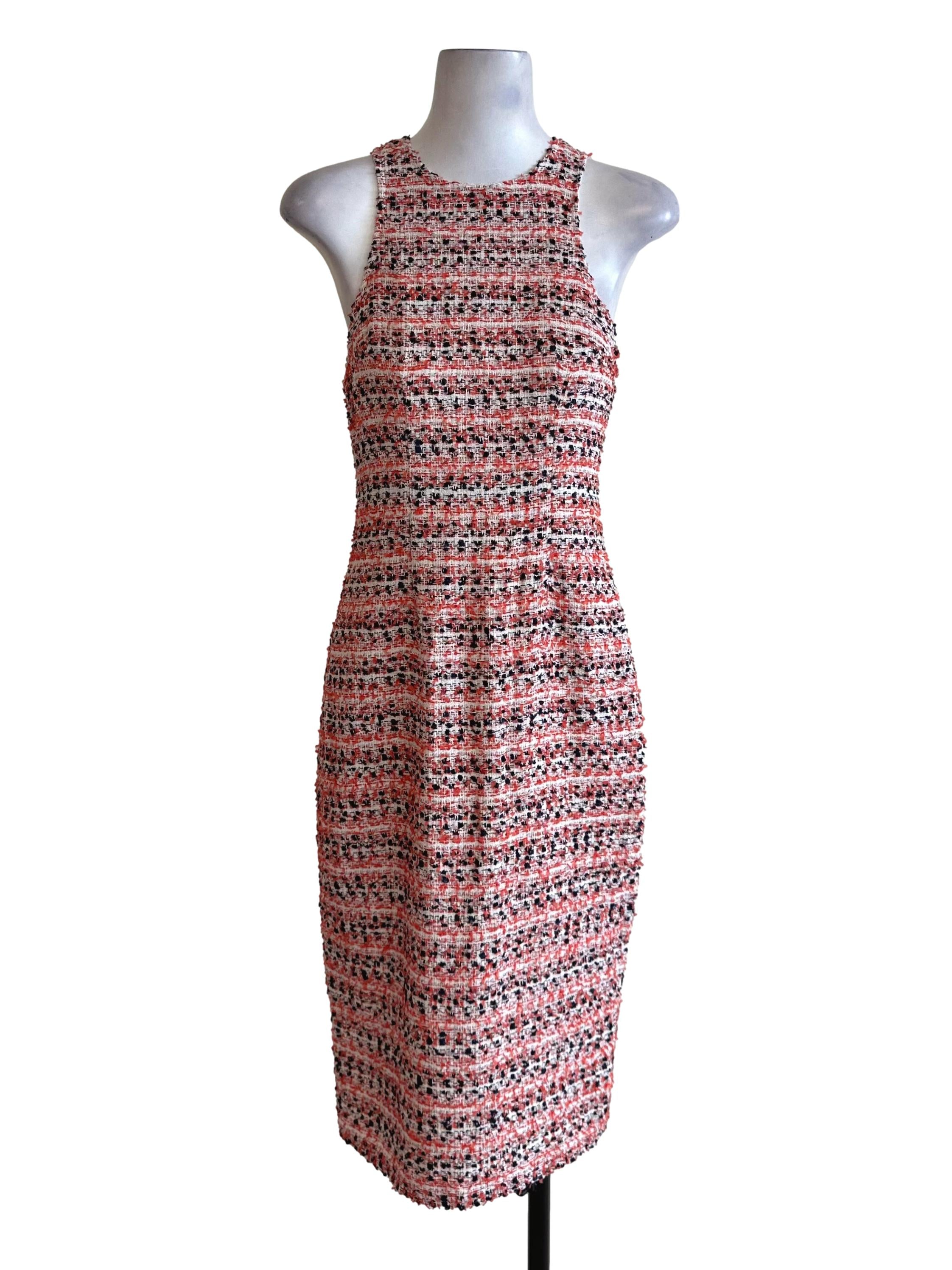 Orange Tweed Textured Slit Dress LB