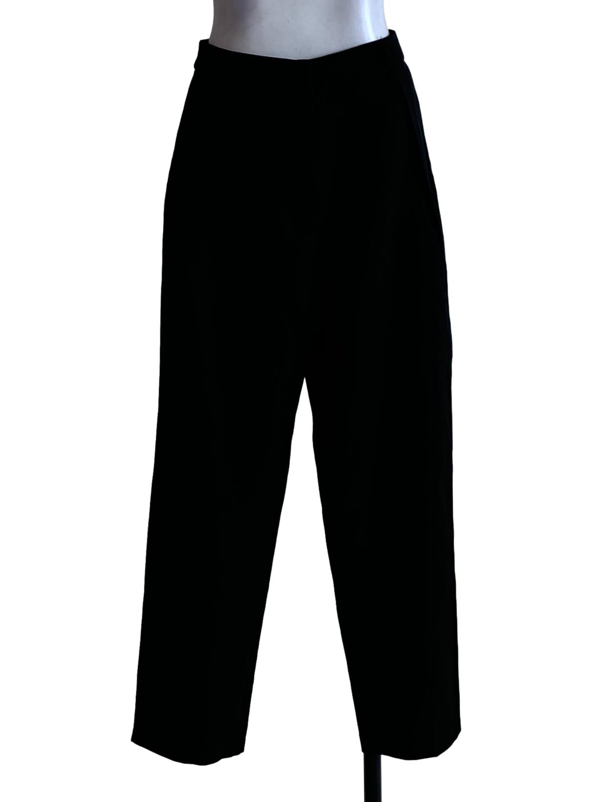 Black Pleated Waist Straight Cut Pants