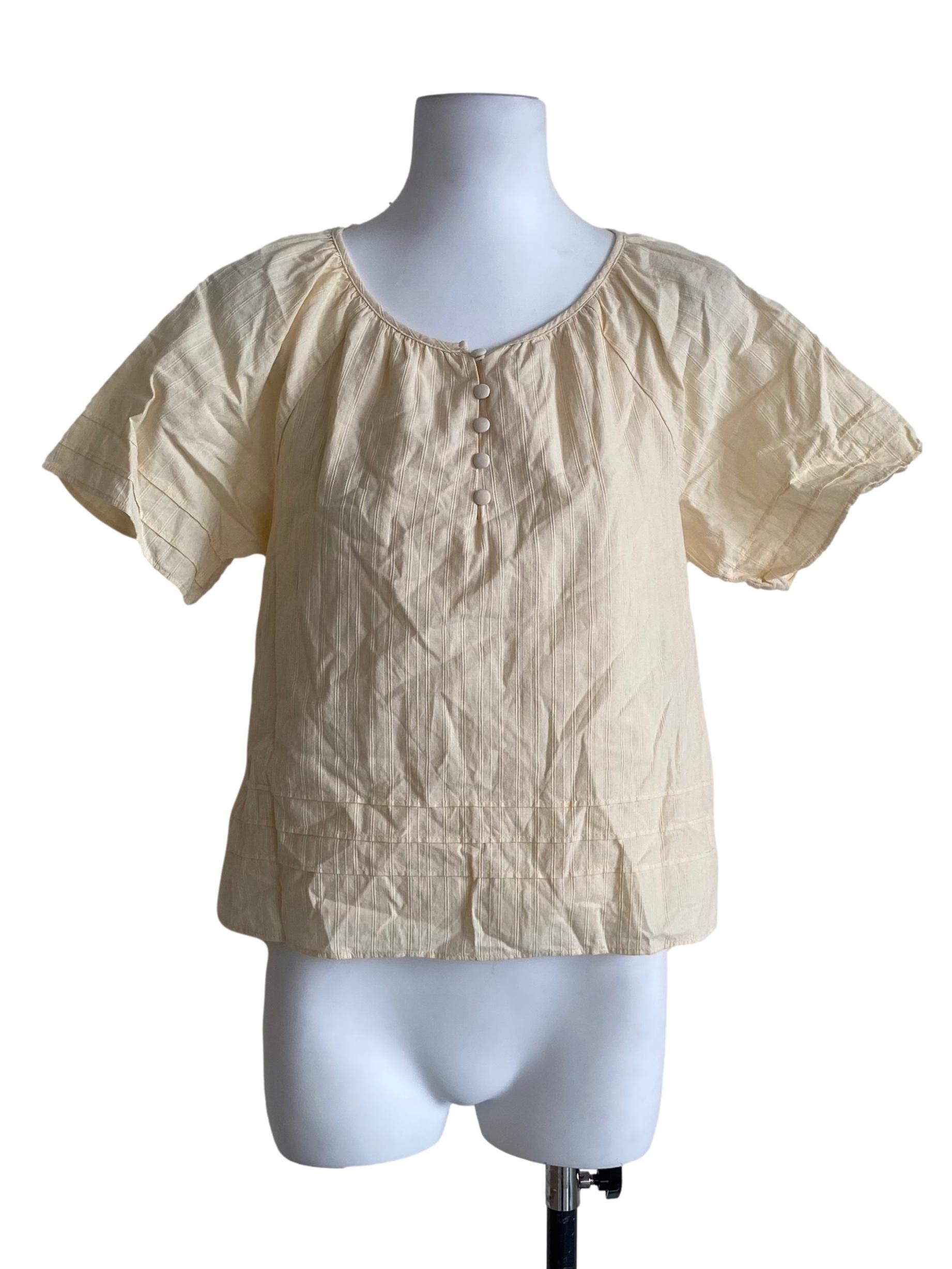 Soft Light Yellow Button Down Blouse