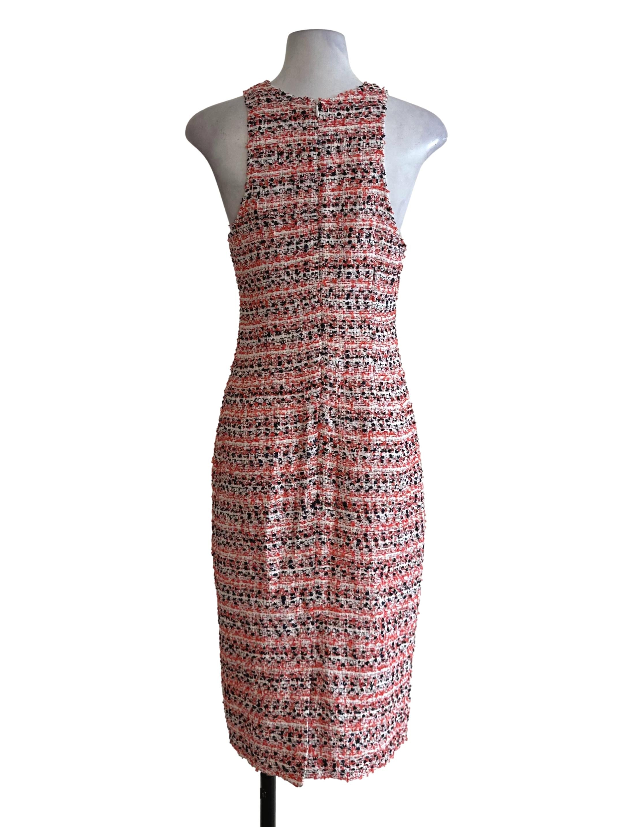 Orange Tweed Textured Slit Dress LB