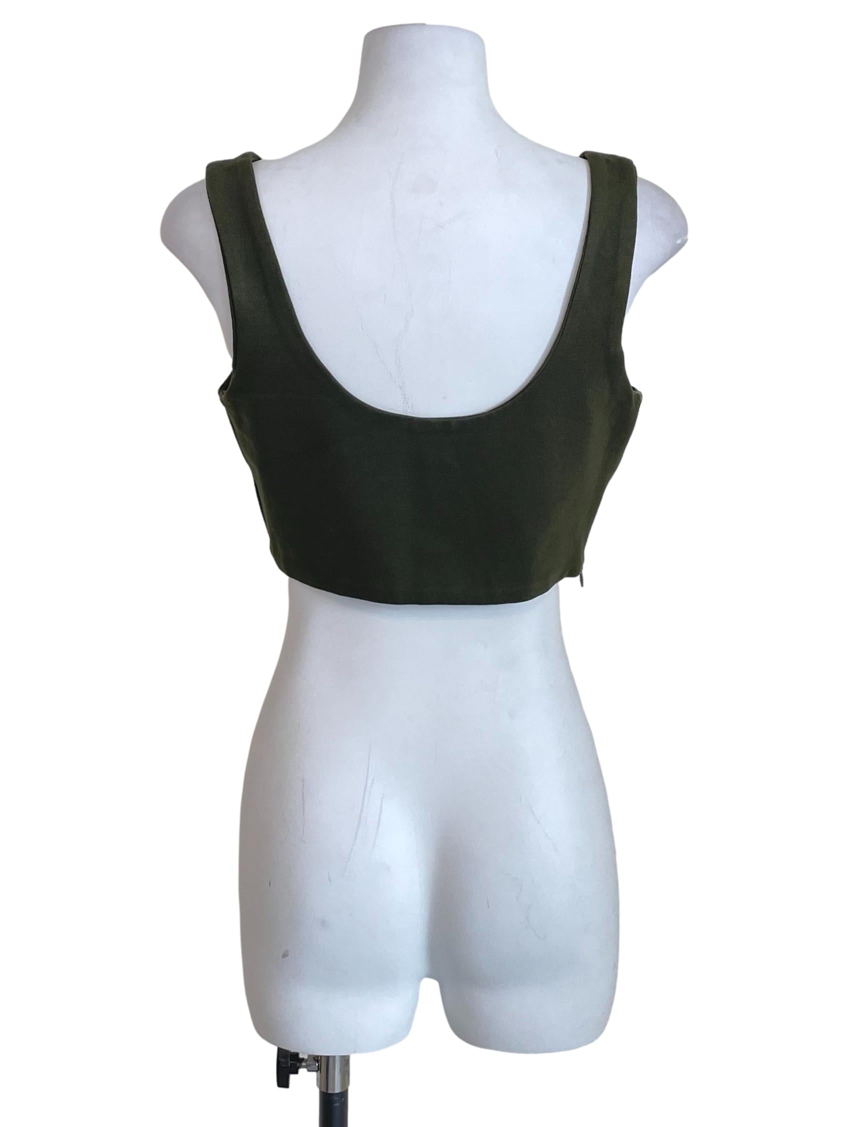 Moss Green Scoop Neck Crop Tank