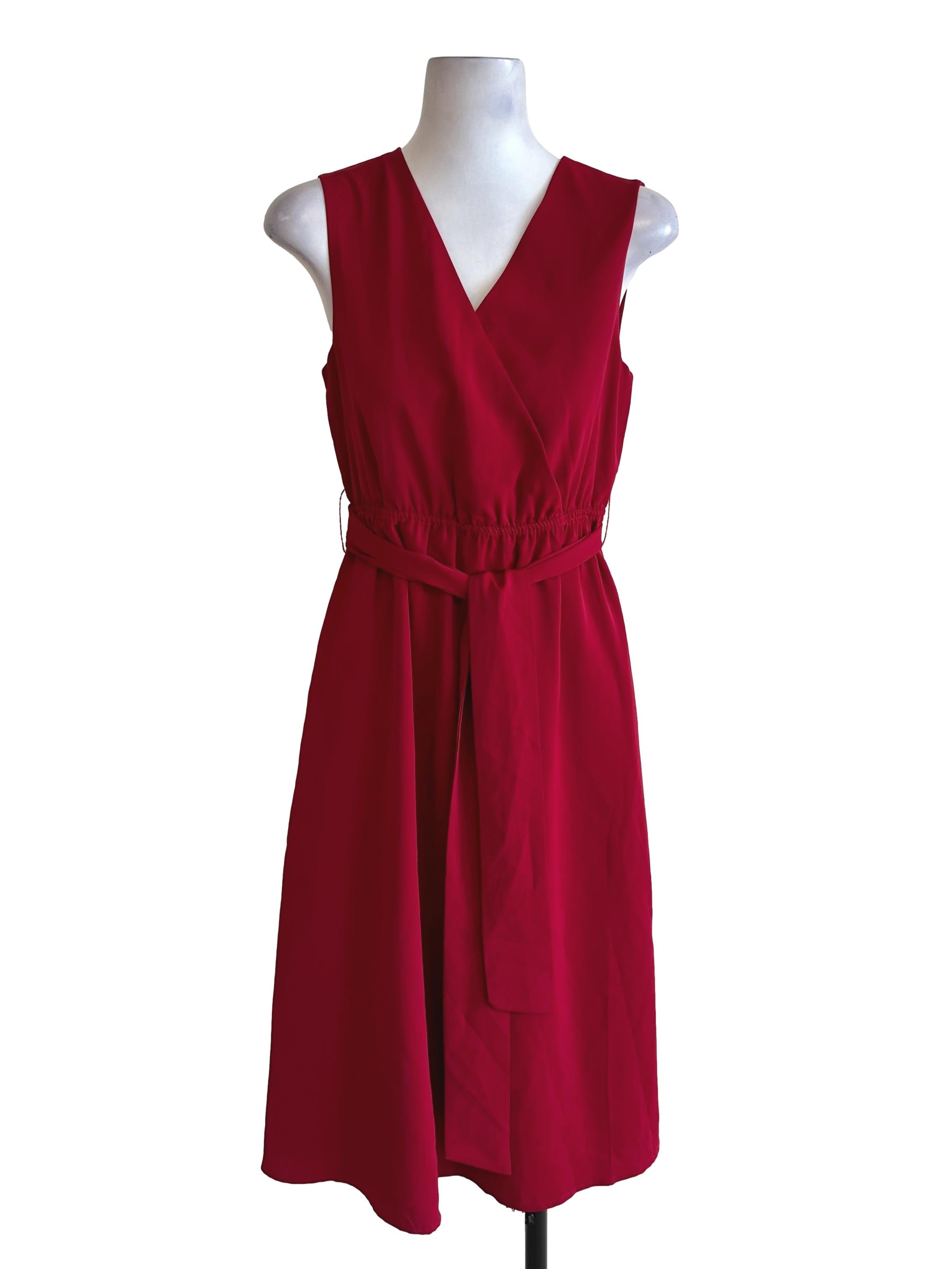 Ruby Red V Neck Strap Dress LB