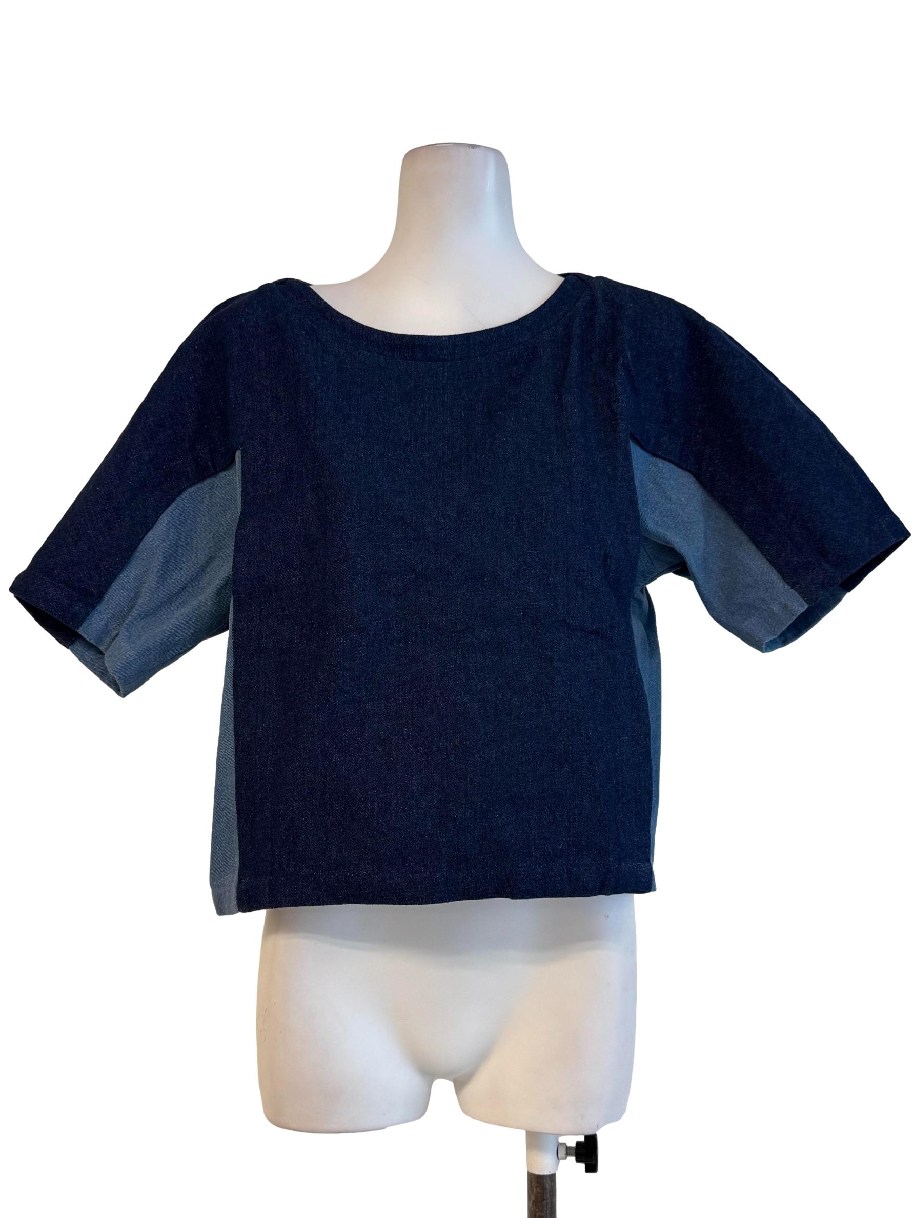 Two Tone Denim Blue Shirt