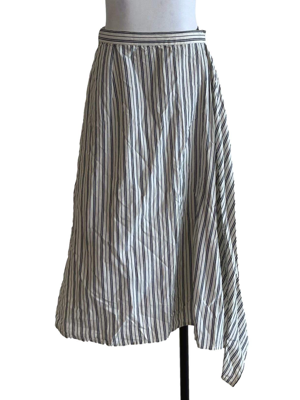 Cream White Bengal Stripe A-Line Skirt