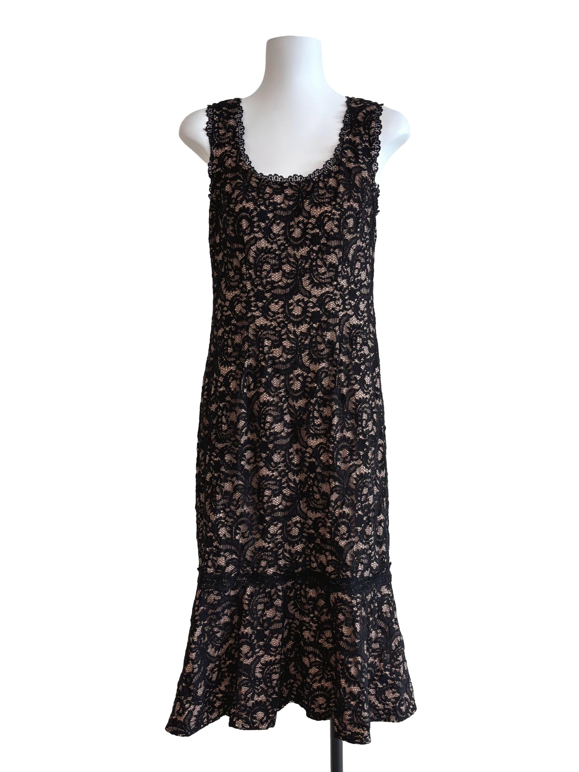 Jade Black Drop Waist Lace Dress