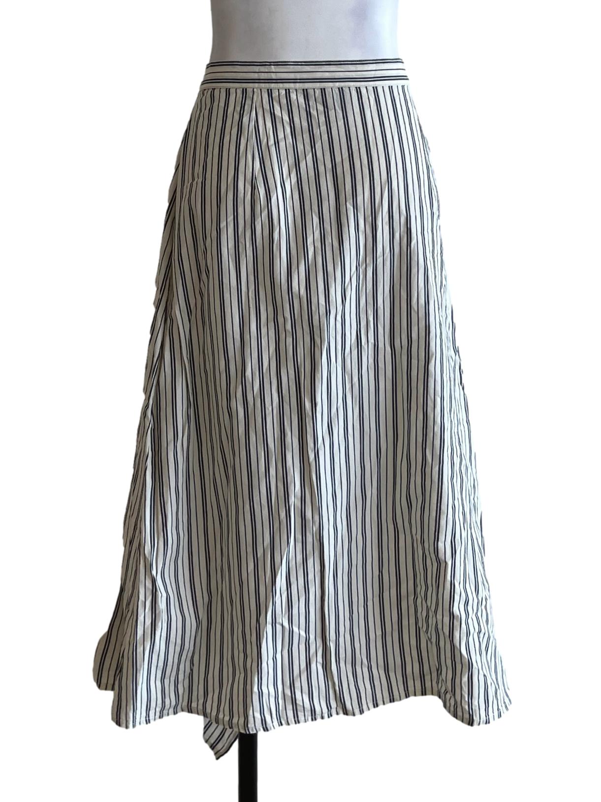 Cream White Bengal Stripe A-Line Skirt