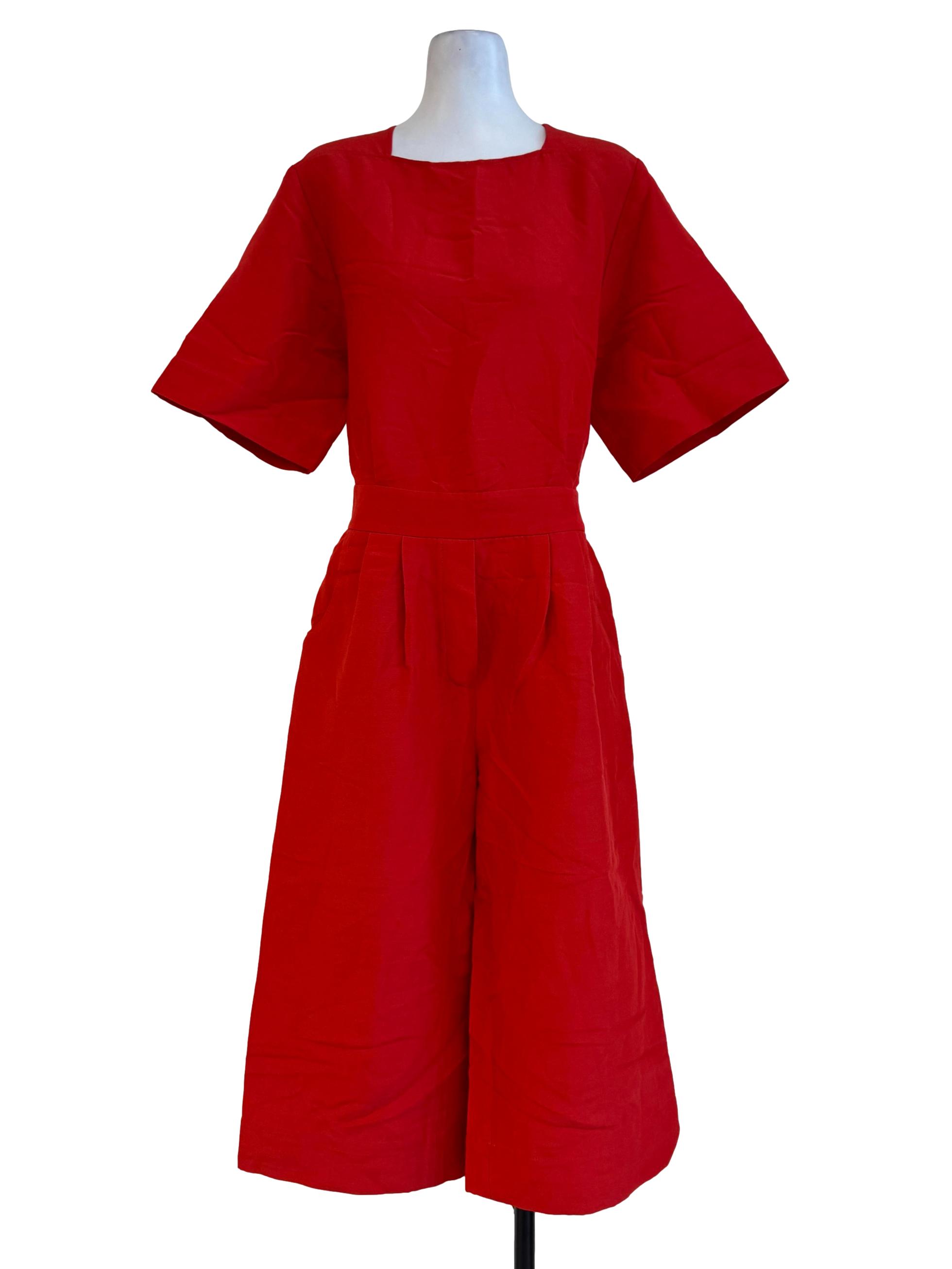 Burning Red Square Neck Jumpsuit