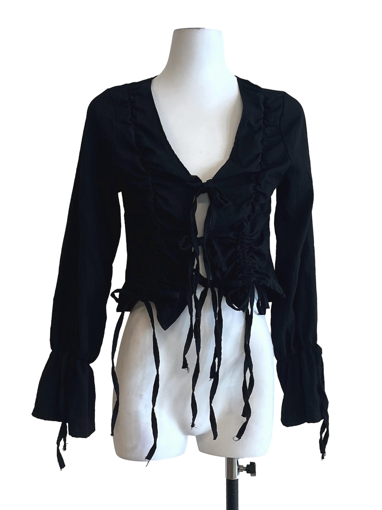 Pitch Black Scoop Long Sleeve Top