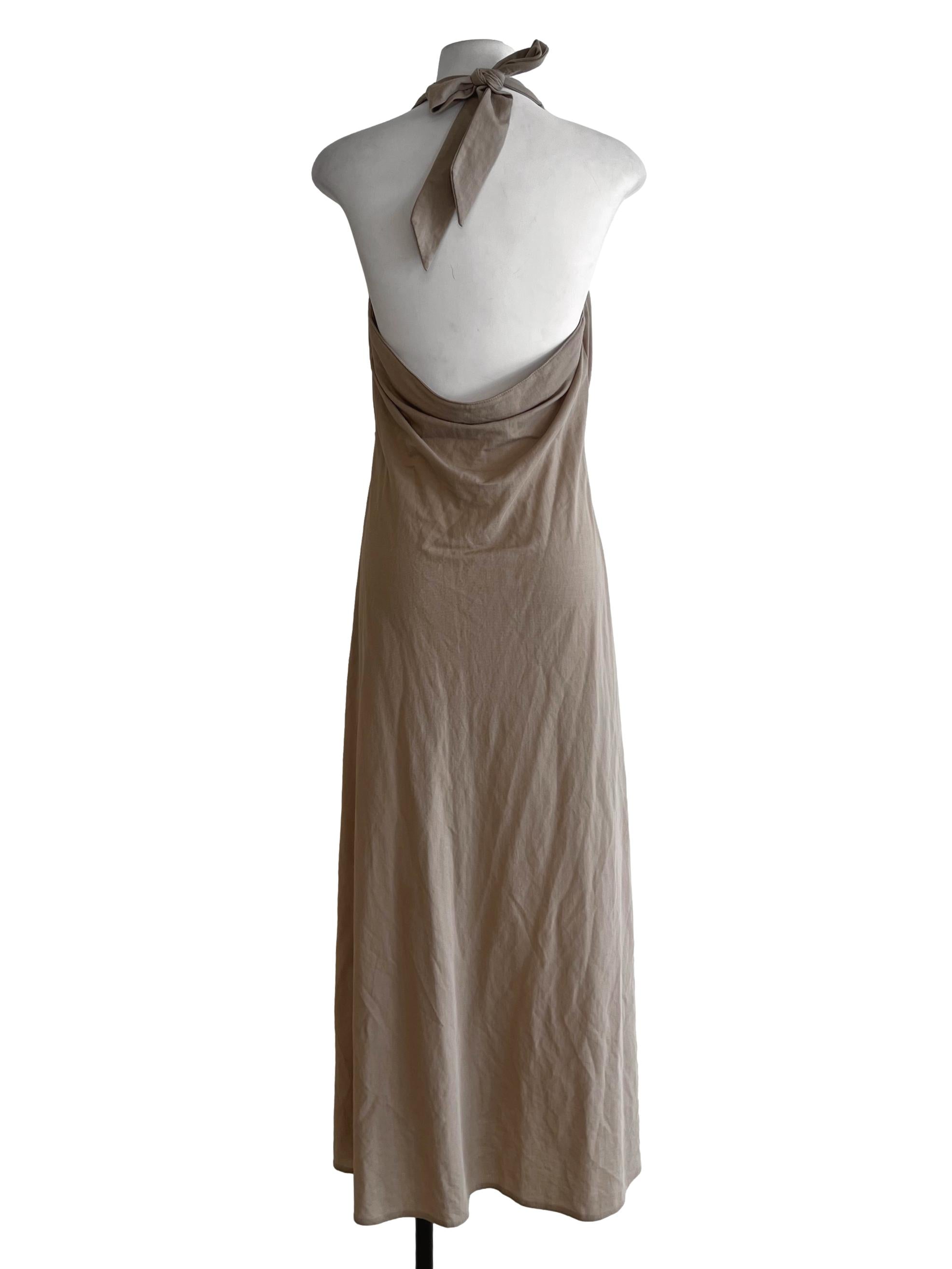 Tortilla Brown Halter Neckline Sheath Dress