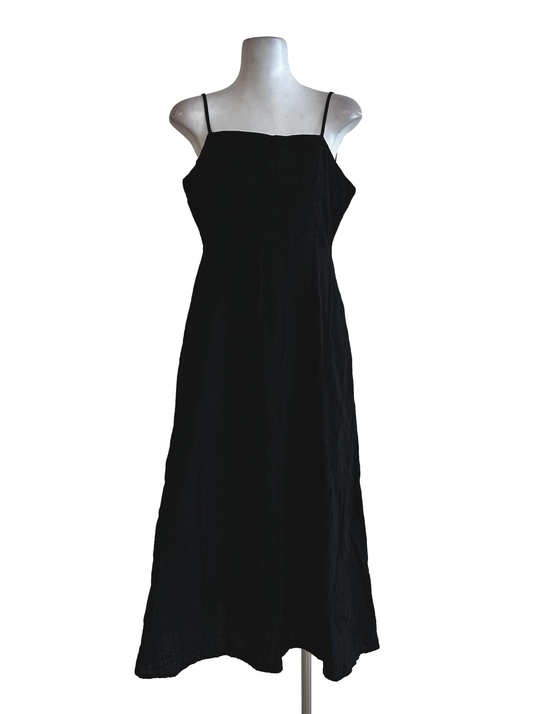 Black Textured Sleeveless Dress