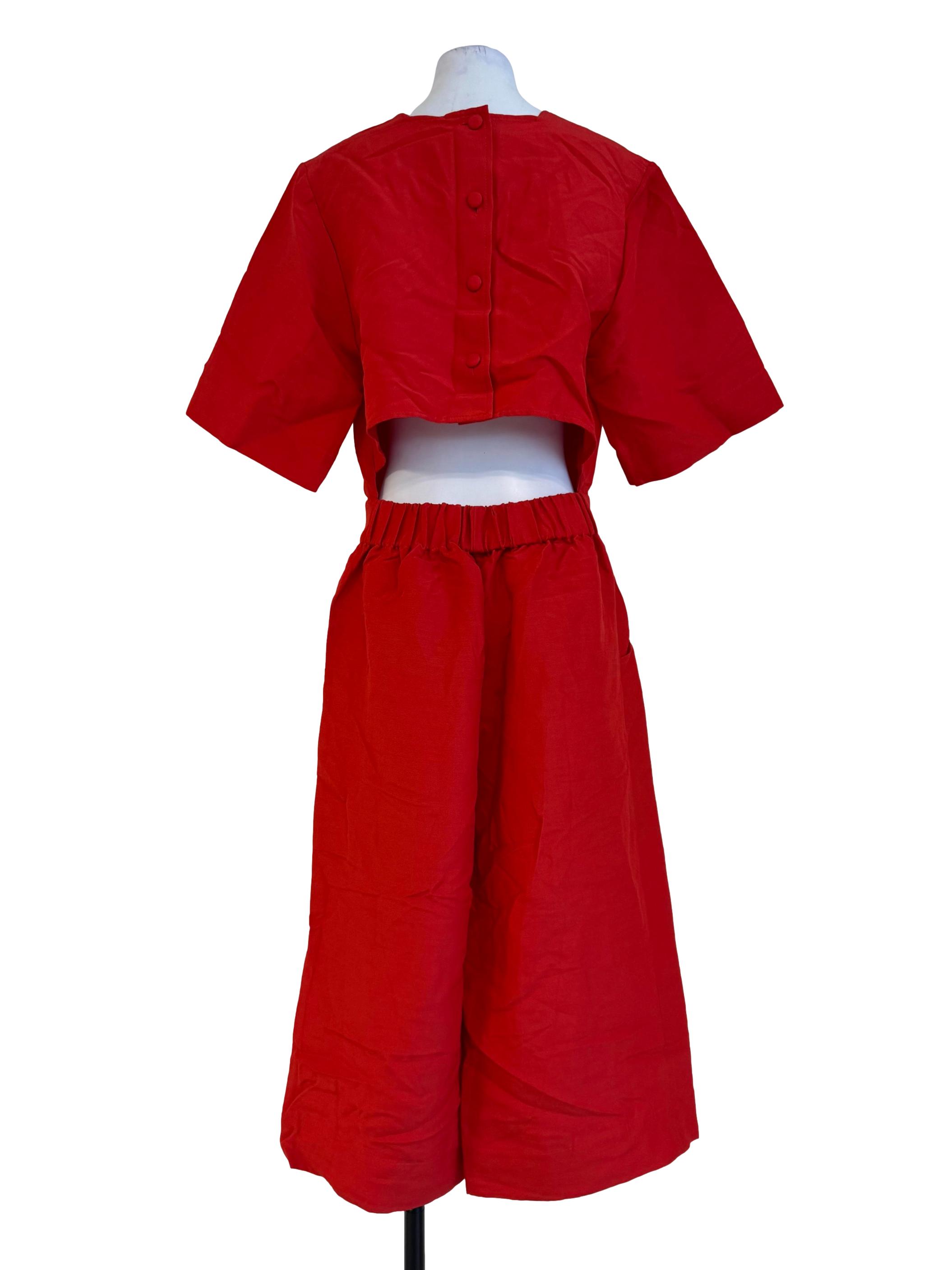 Burning Red Square Neck Jumpsuit