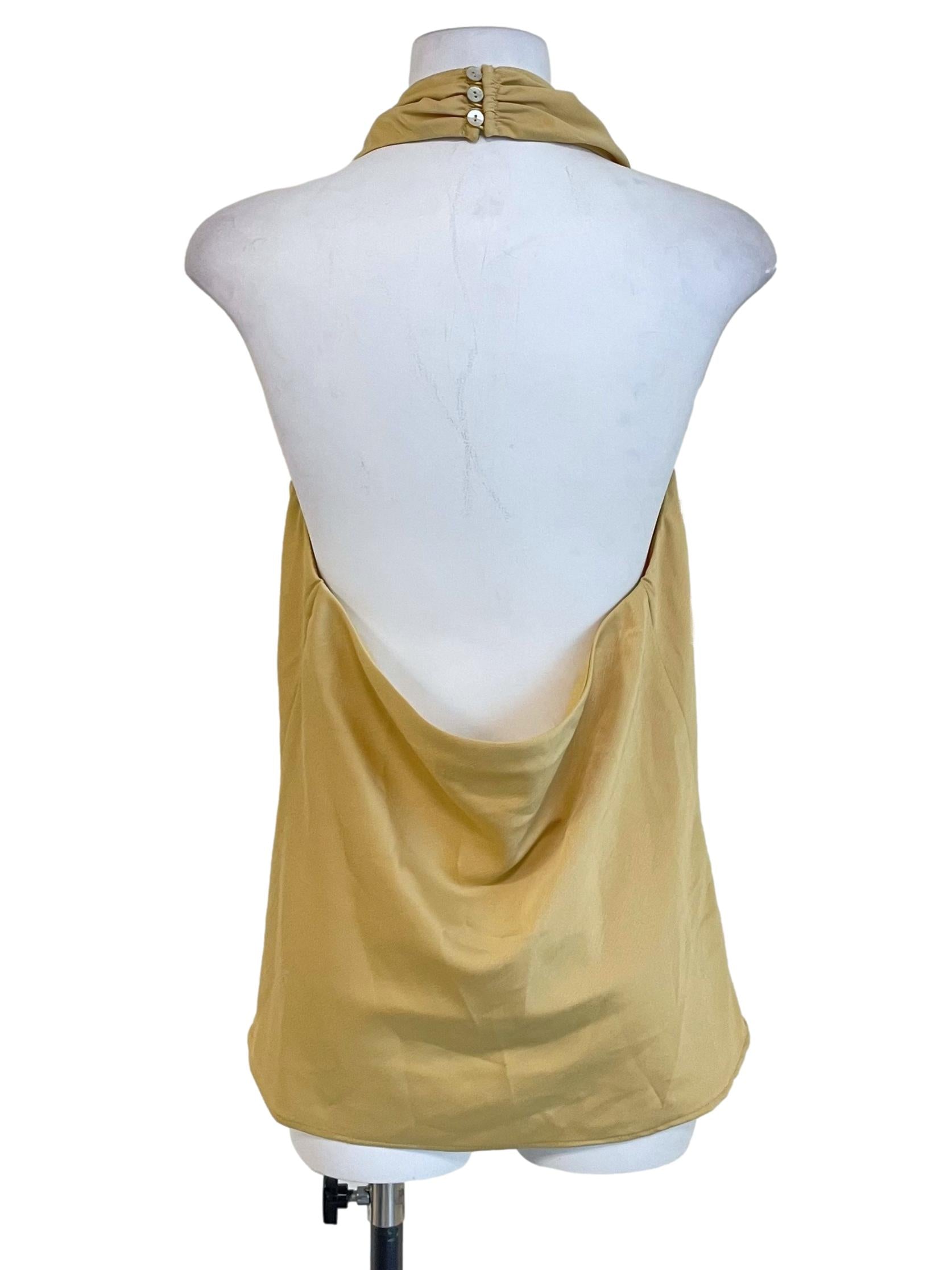 Daffodil Yellow Halter Neck Textured Satin Top