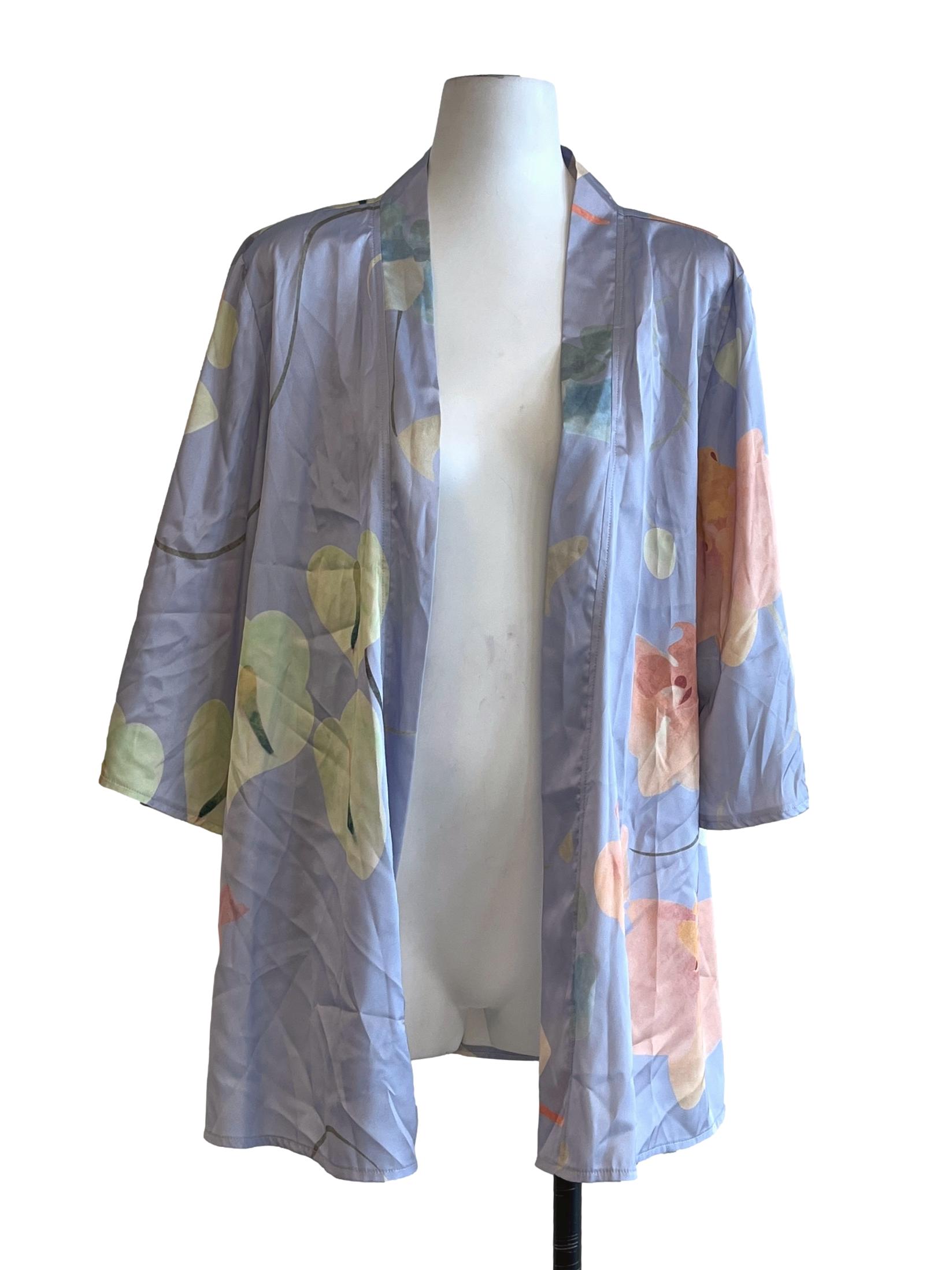 Lavender Purple Floral Print Cardigan